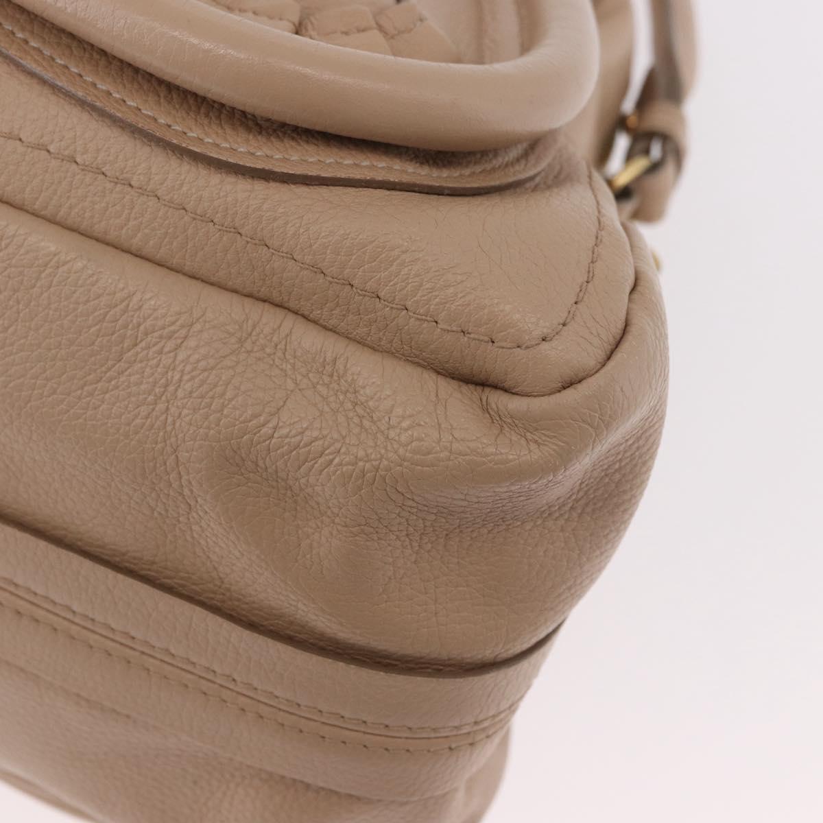 Chloe Paraty Hand Bag Leather 2way Beige Gold Auth 186304