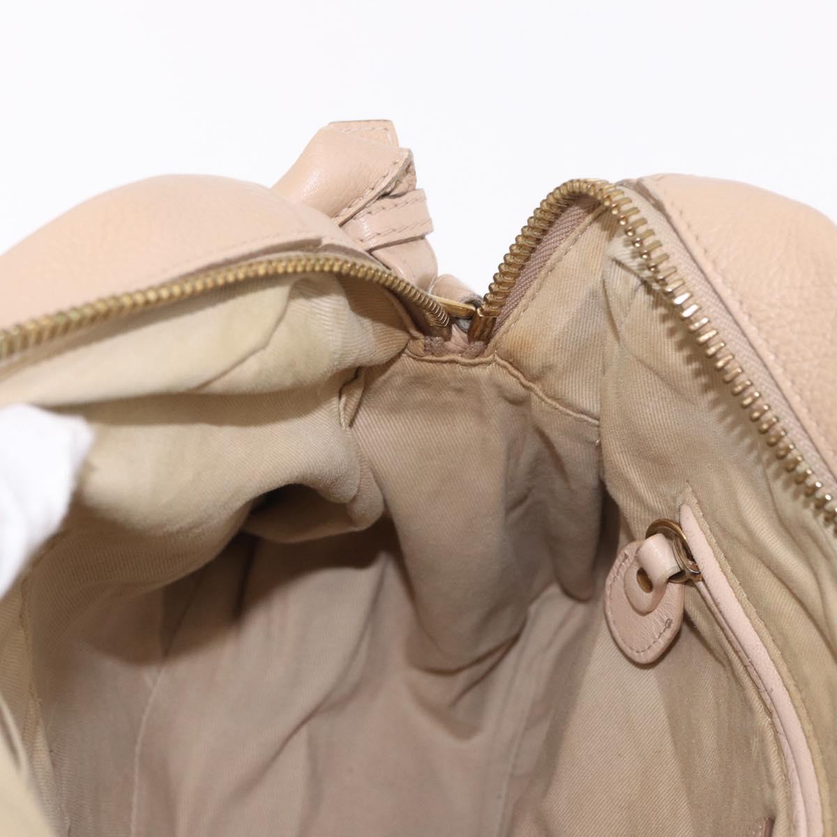 Chloe Paraty Hand Bag Leather 2way Beige Gold Auth 186304