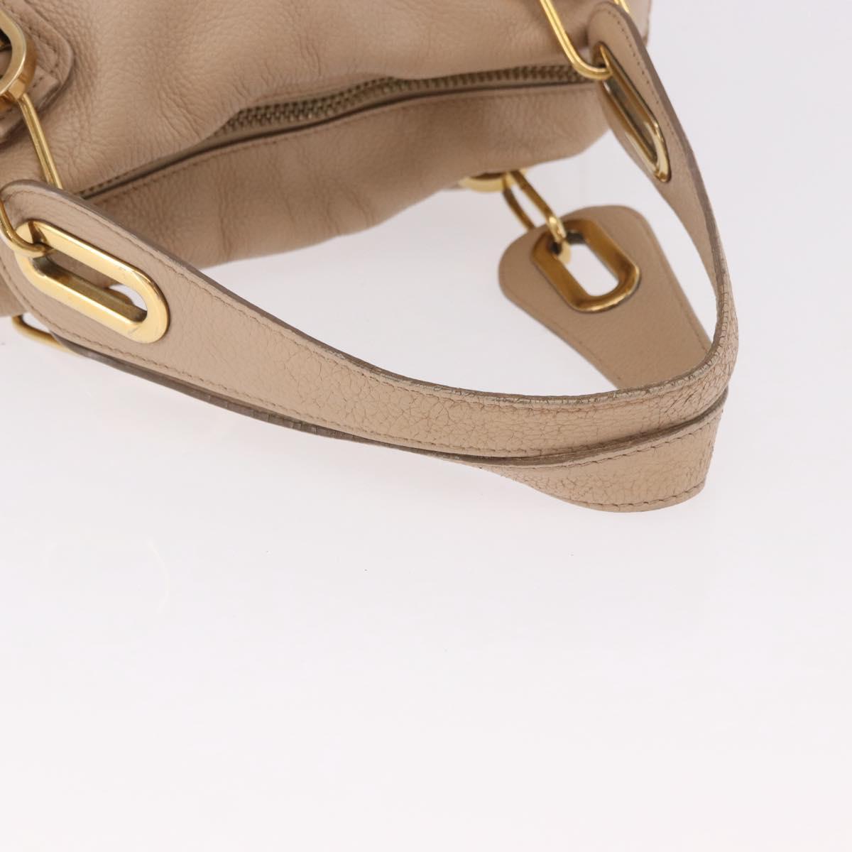 Chloe Paraty Hand Bag Leather 2way Beige Gold Auth 186304