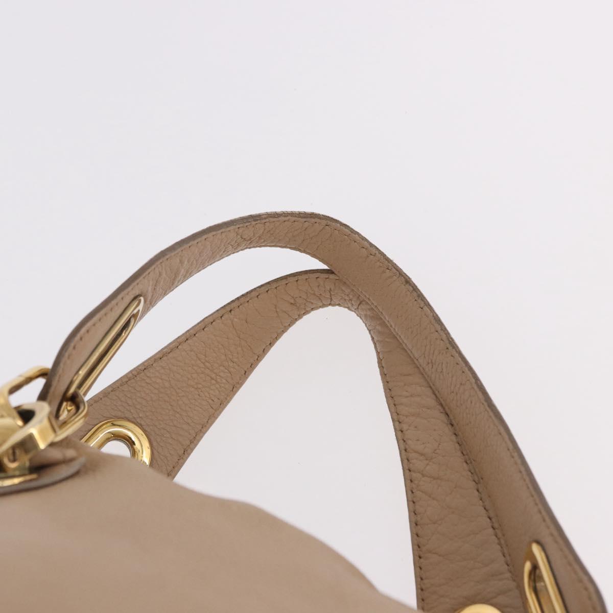 Chloe Paraty Hand Bag Leather 2way Beige Gold Auth 186304