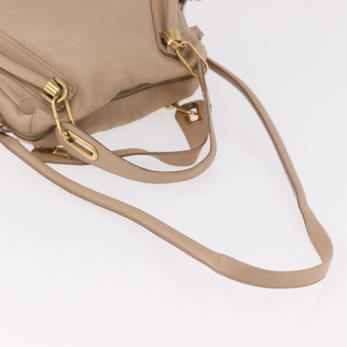 Chloe Paraty Hand Bag Leather 2way Beige Gold Auth 186304