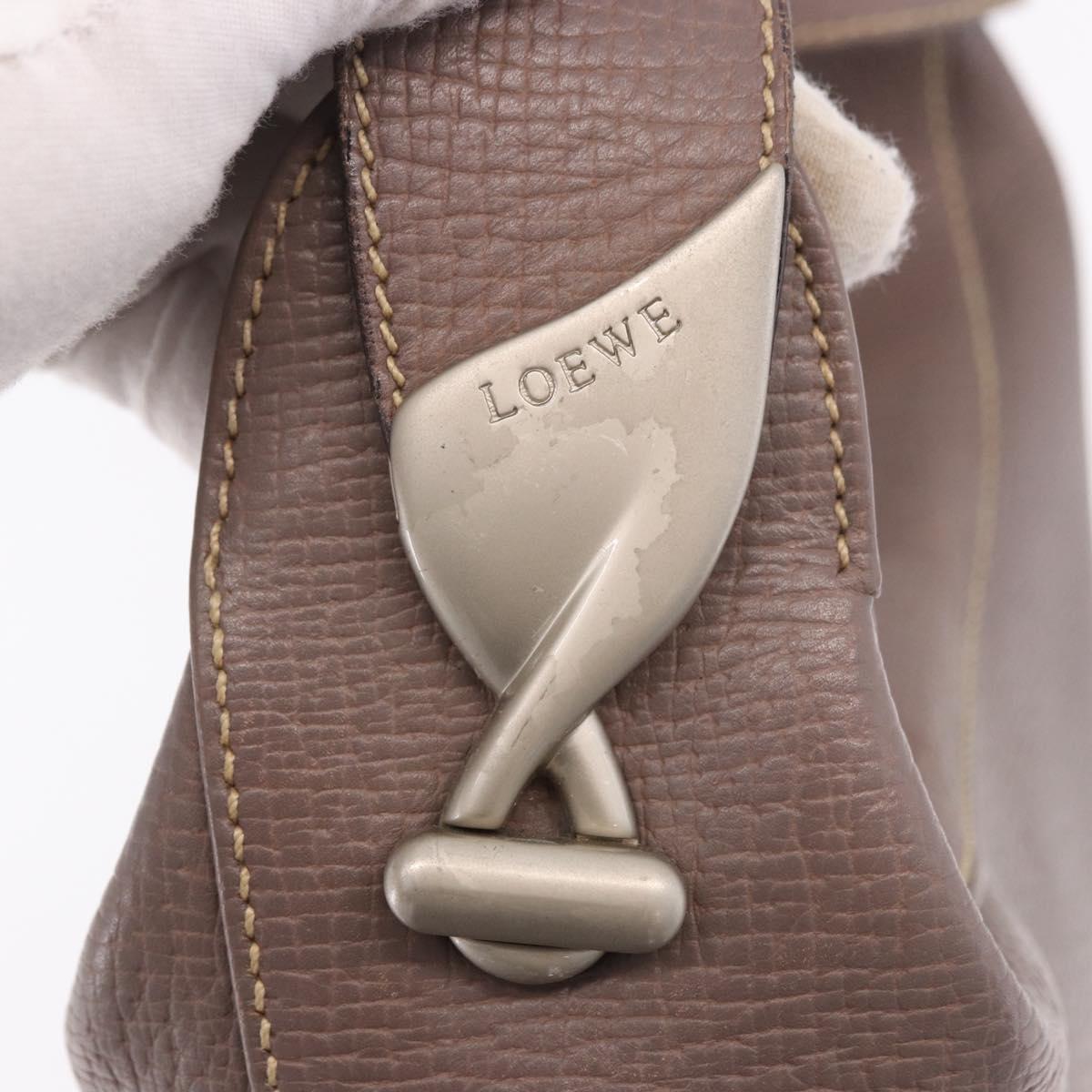 LOEWE Shoulder Bag Leather Purple gray Auth 186309