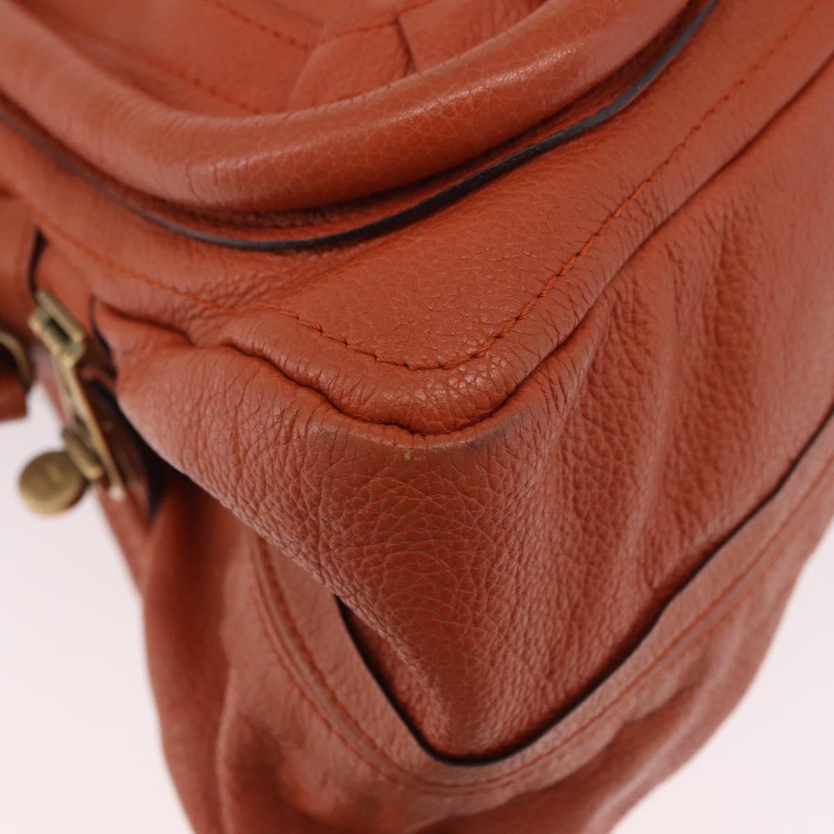 Chloe Paraty Hand Bag Leather 2way Orange Gold Auth 186311