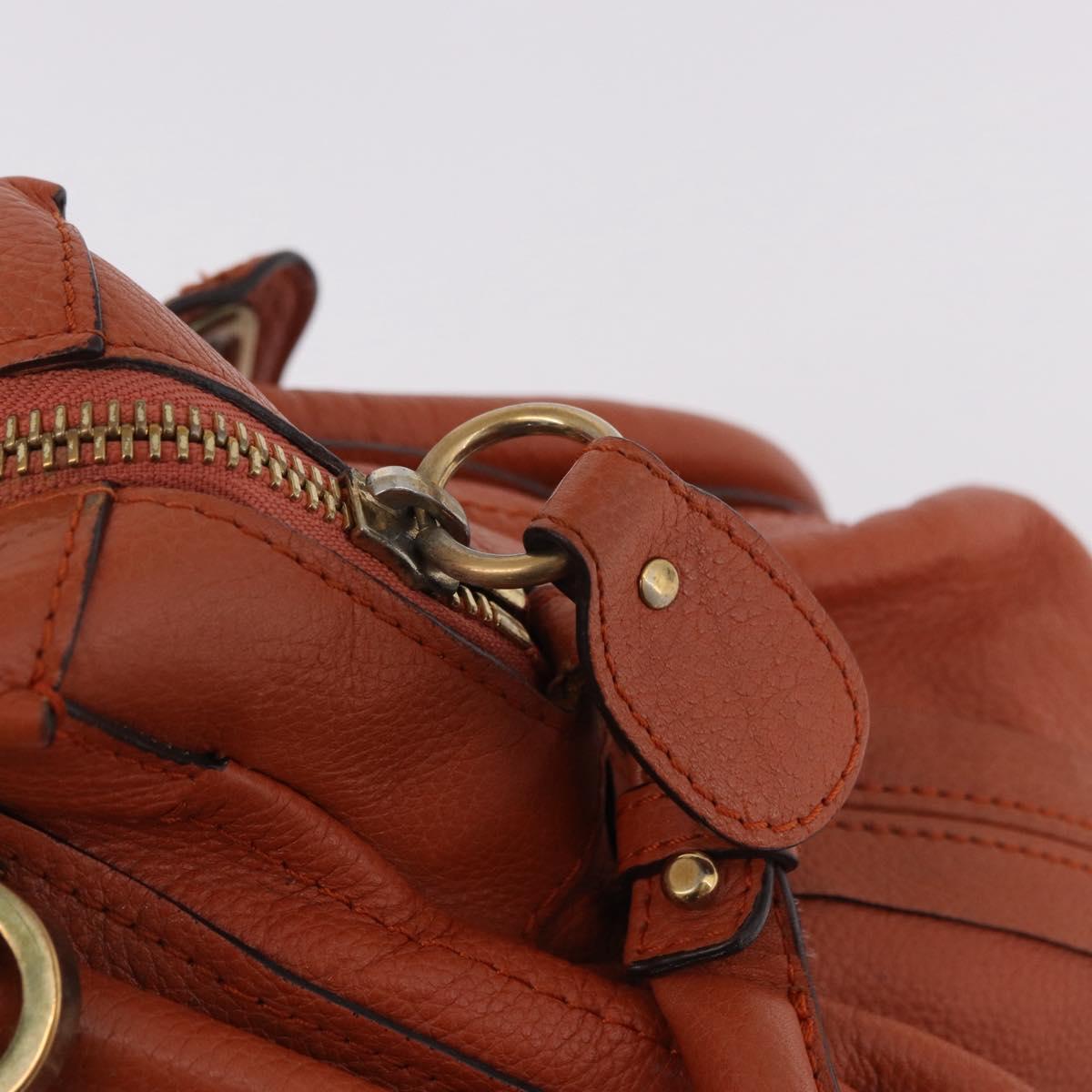 Chloe Paraty Hand Bag Leather 2way Orange Gold Auth 186311