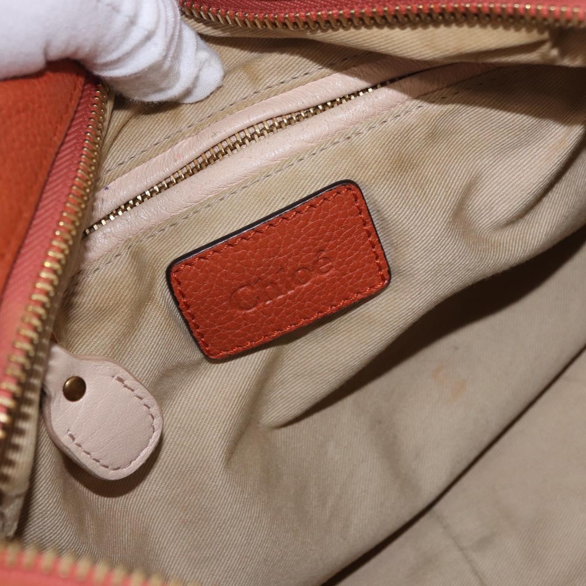Chloe Paraty Hand Bag Leather 2way Orange Gold Auth 186311