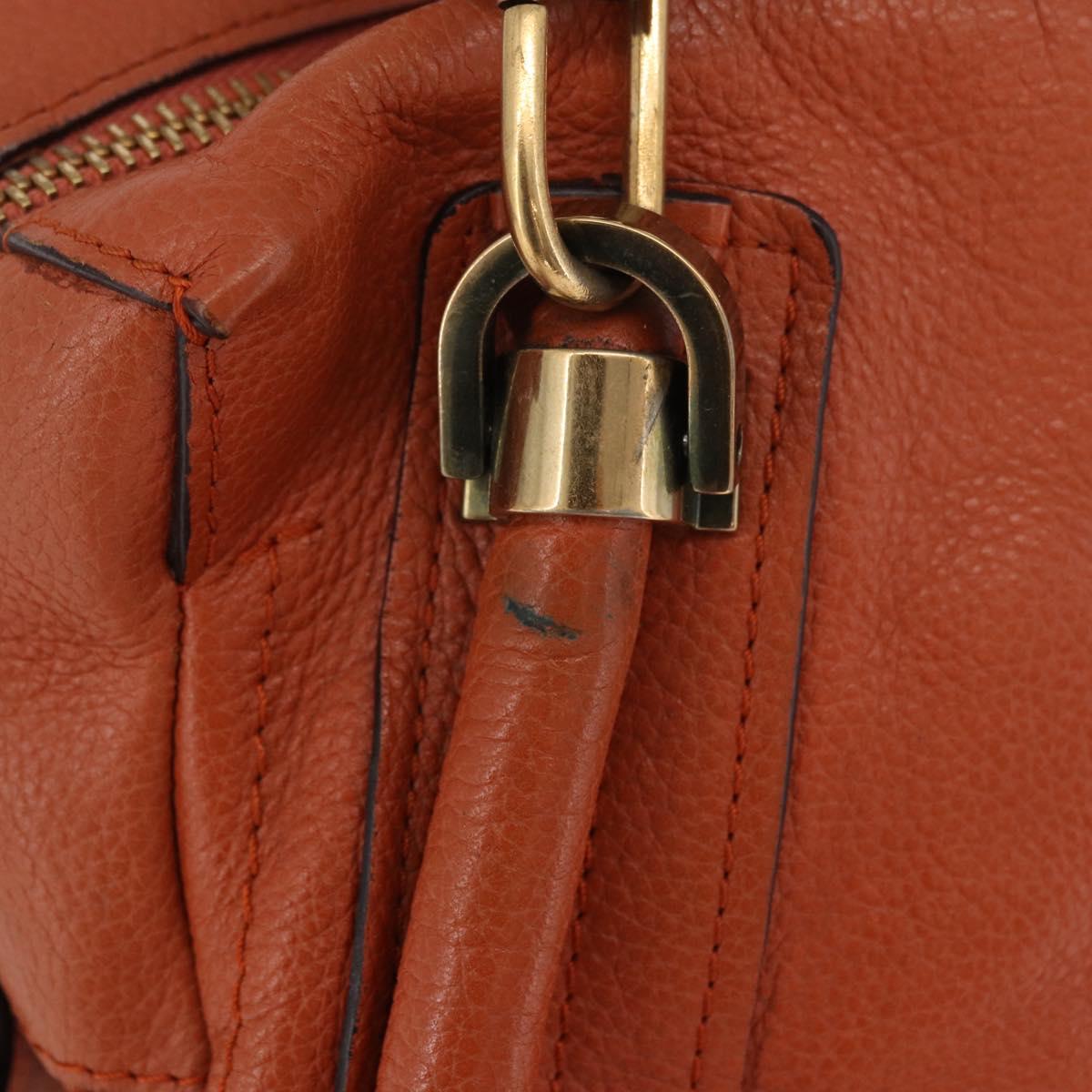 Chloe Paraty Hand Bag Leather 2way Orange Gold Auth 186311