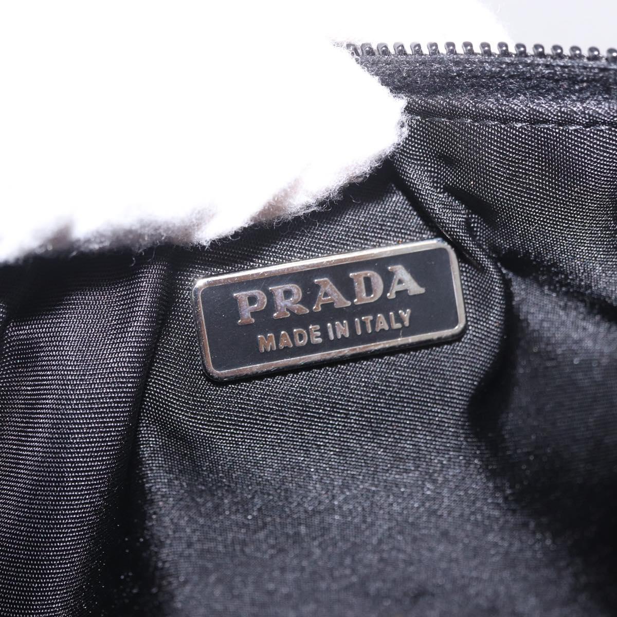 PRADA Accessory Pouch Nylon Black Silver Auth 186312A