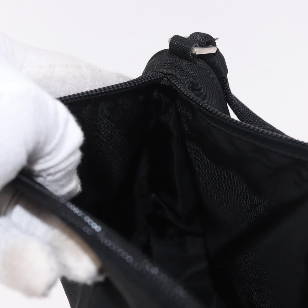 PRADA Accessory Pouch Nylon Black Silver Auth 186312A