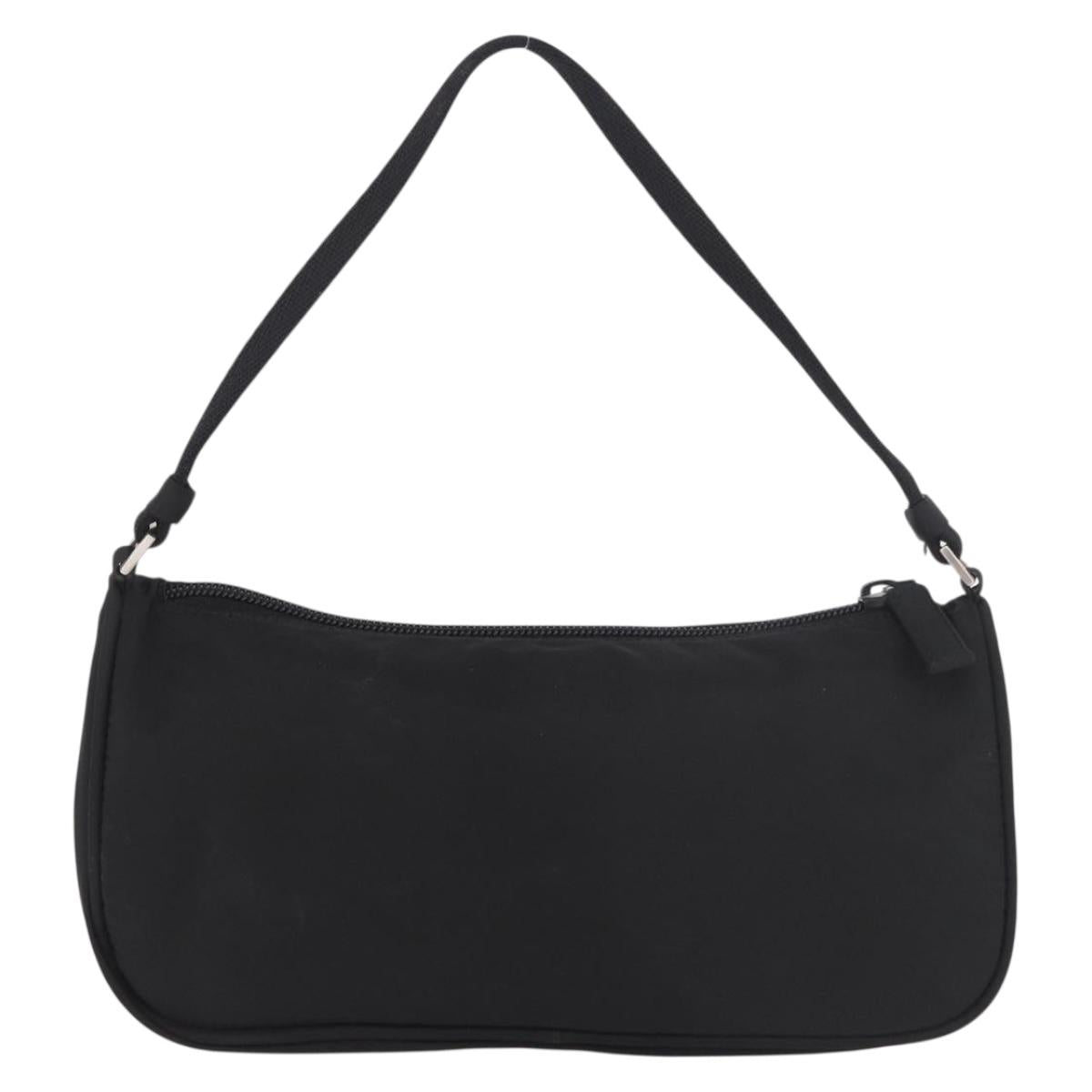 PRADA Accessory Pouch Nylon Black Silver Auth 186312A