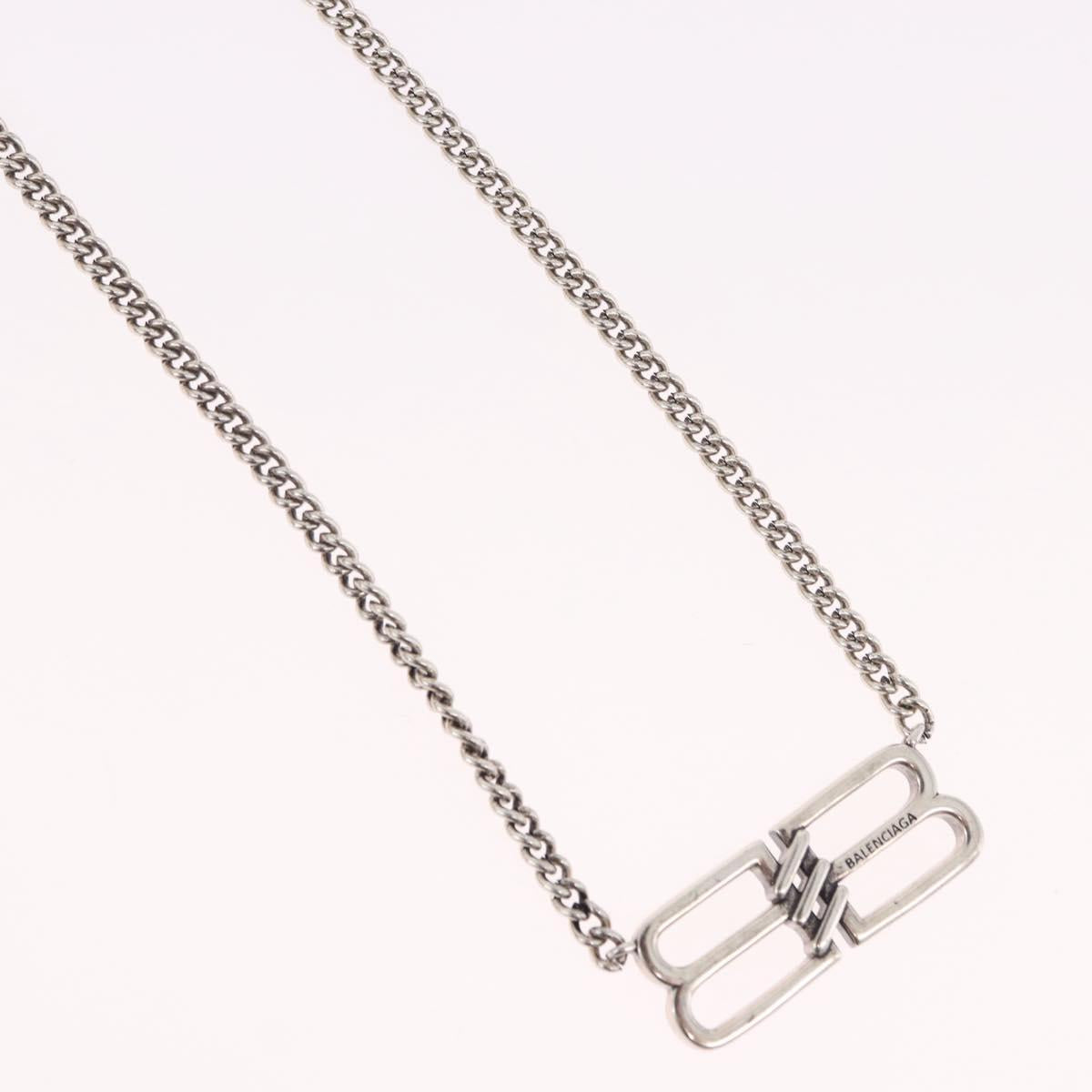 BALENCIAGA BB Icon Necklace metal Silver tone Auth 186316A