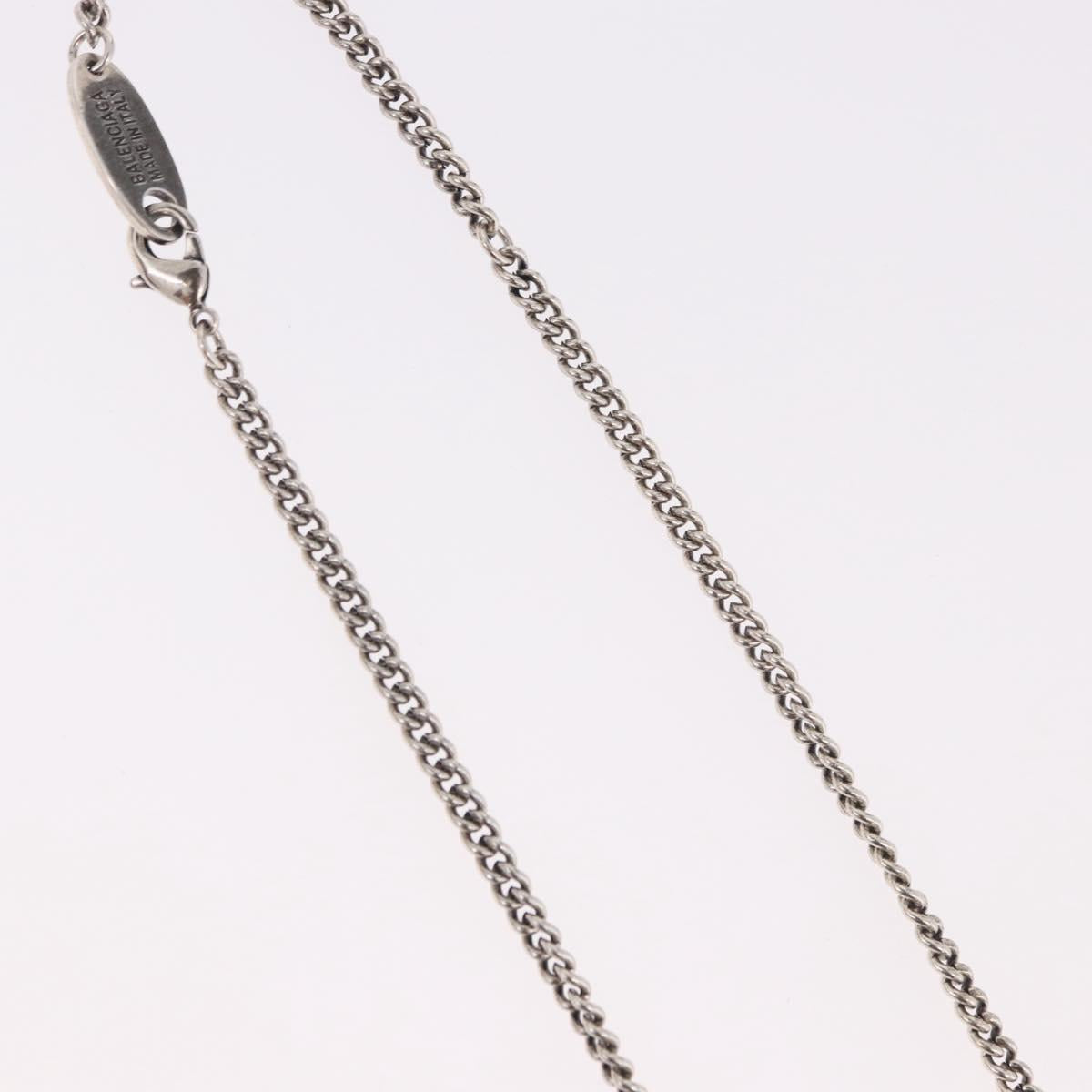 BALENCIAGA BB Icon Necklace metal Silver tone Auth 186316A