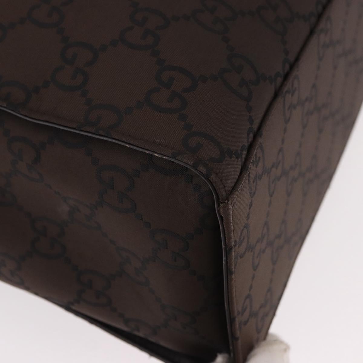 GUCCI Bamboo GG Canvas Hand Bag Dark Brown Silver 002 1015 Auth 186318A