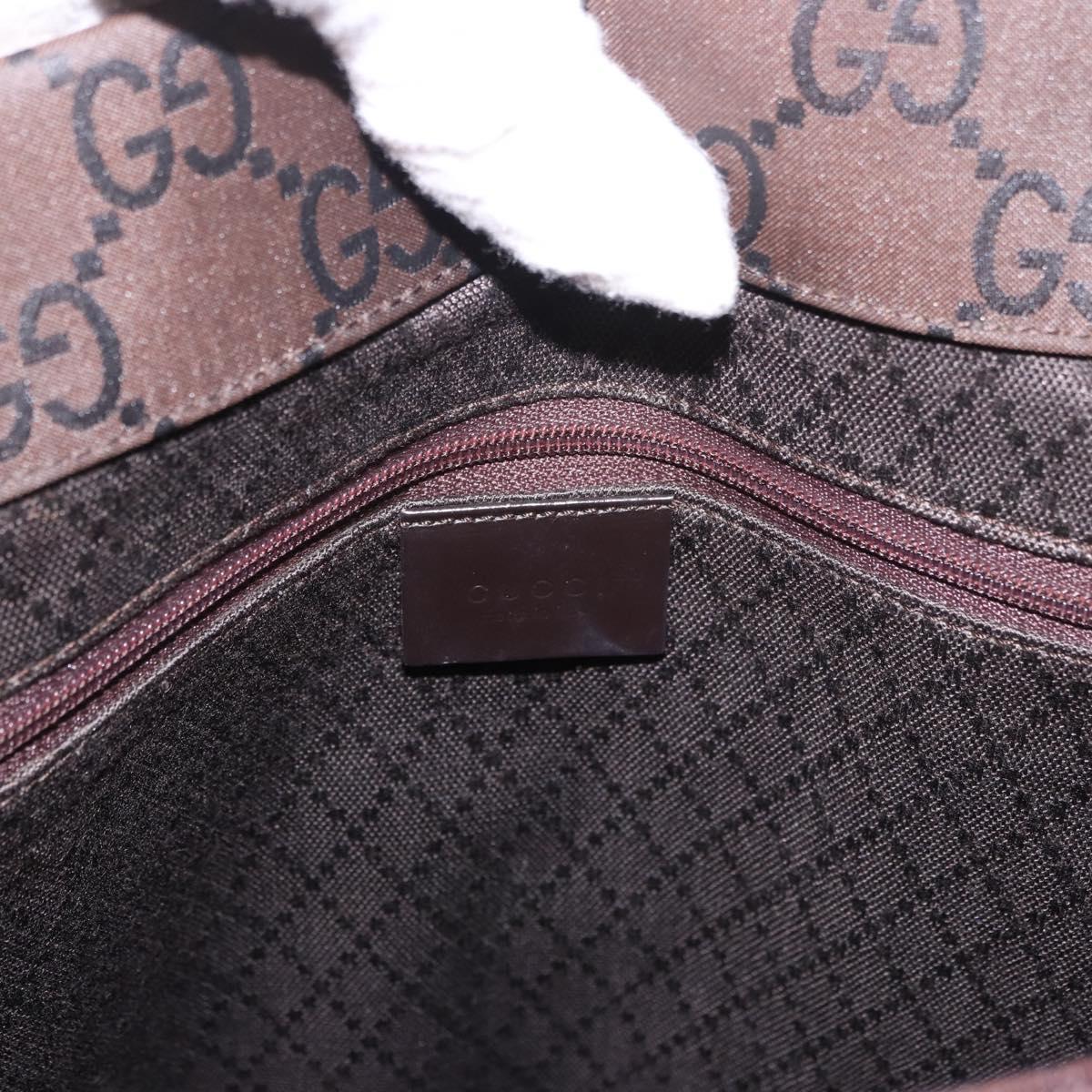 GUCCI Bamboo GG Canvas Hand Bag Dark Brown Silver 002 1015 Auth 186318A
