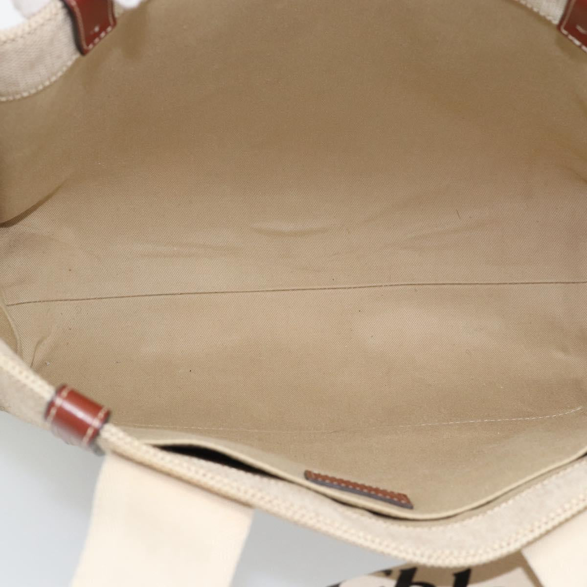 Chloe Woody Tote Bag Canvas Beige Auth 186322A