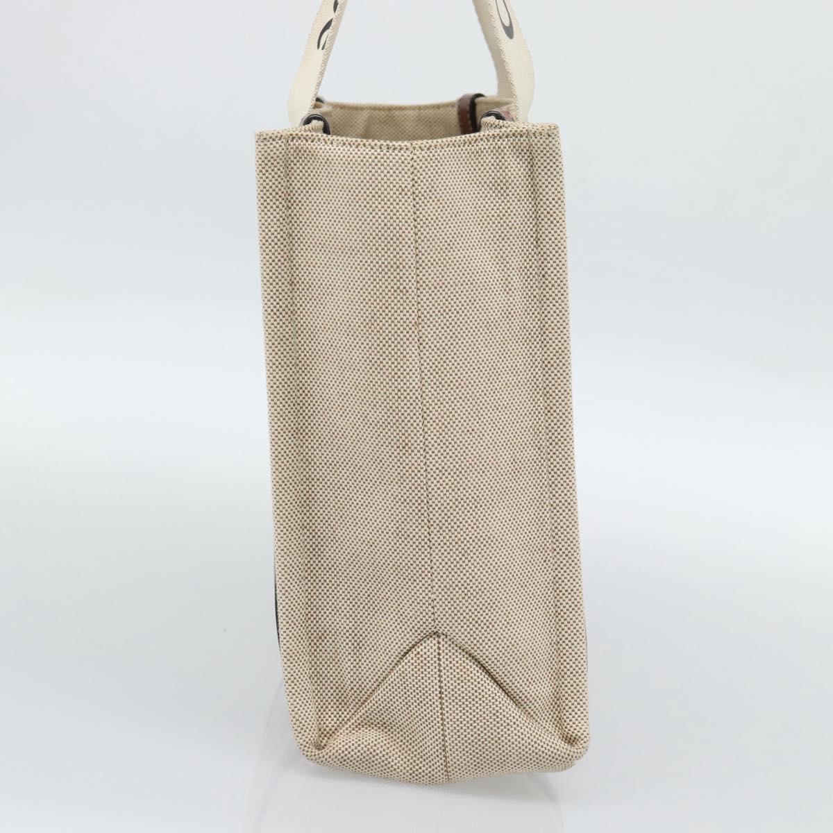 Chloe Woody Tote Bag Canvas Beige Auth 186322A