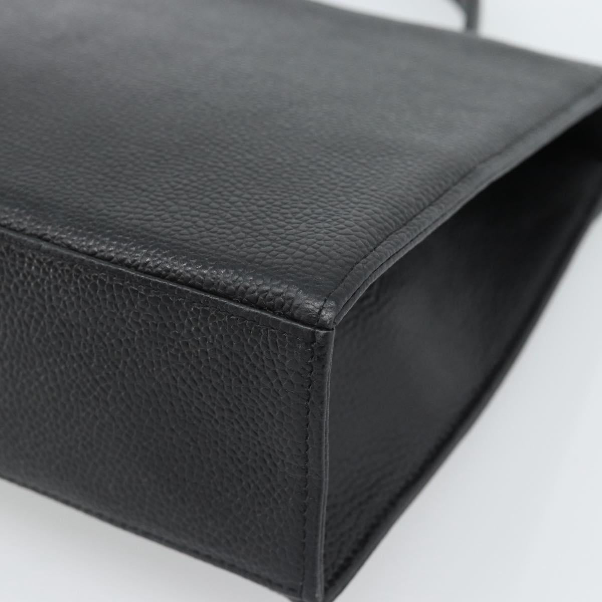 SAINT LAURENT Hand Bag Leather Black Gold Auth 186323A