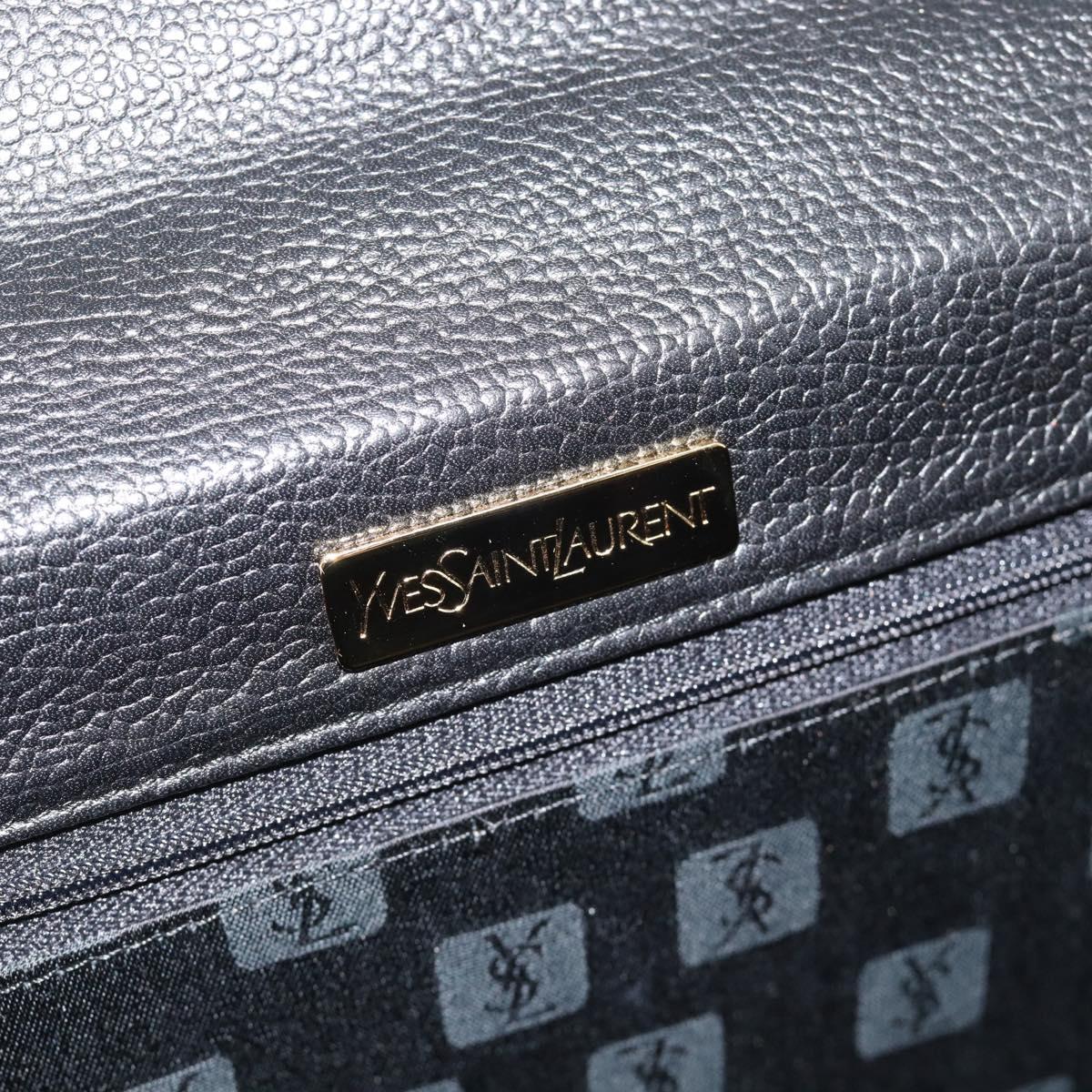 SAINT LAURENT Hand Bag Leather Black Gold Auth 186323A