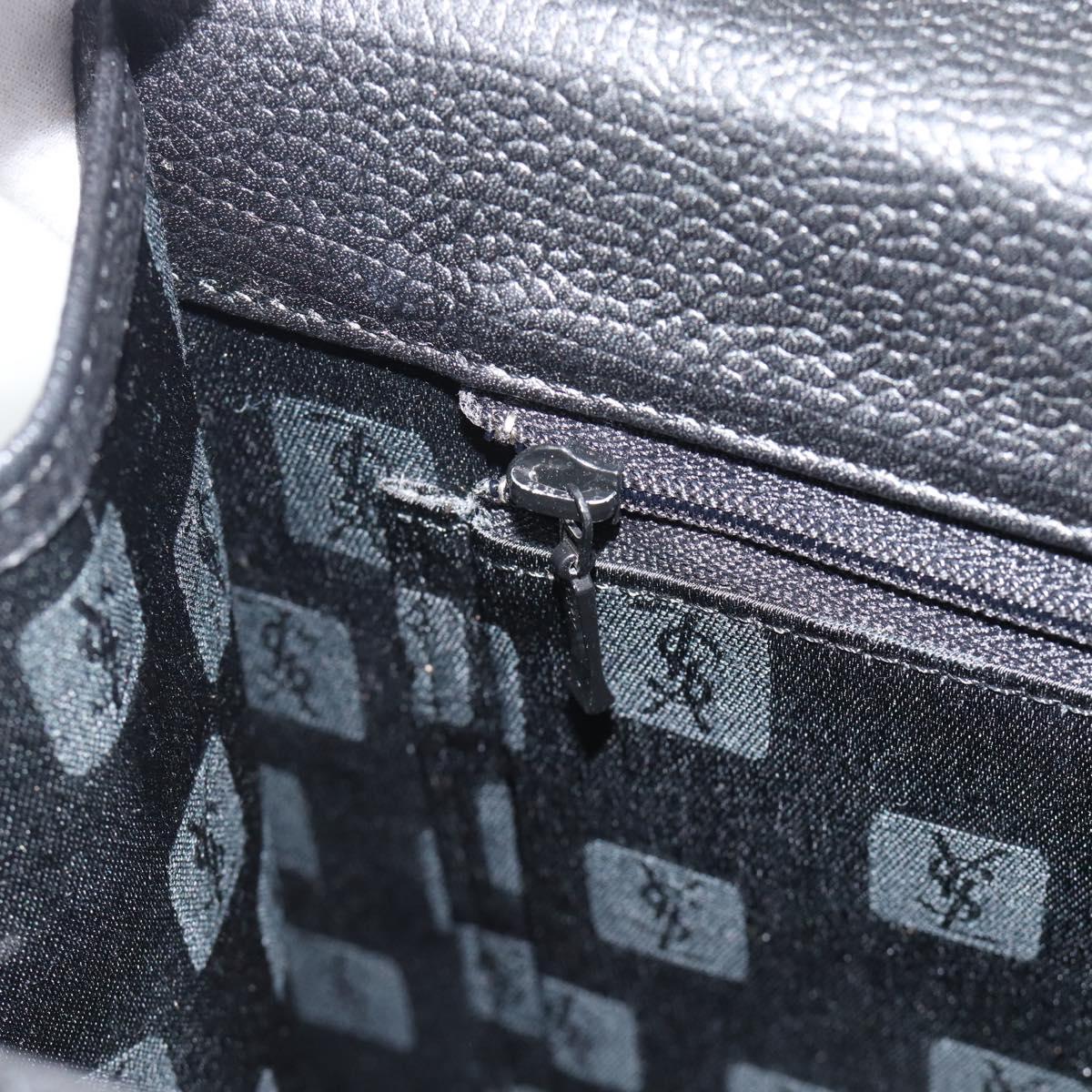 SAINT LAURENT Hand Bag Leather Black Gold Auth 186323A