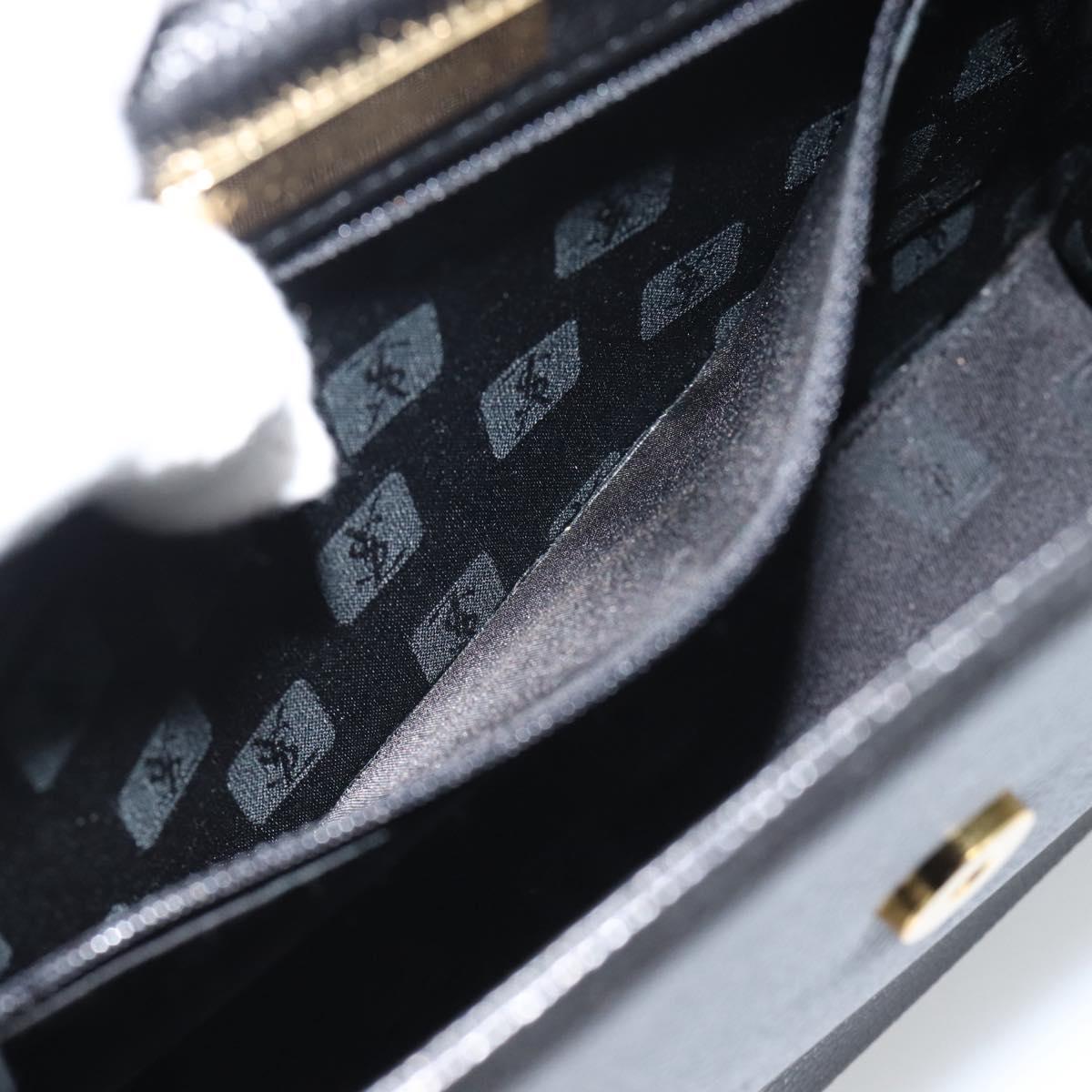 SAINT LAURENT Hand Bag Leather Black Gold Auth 186323A