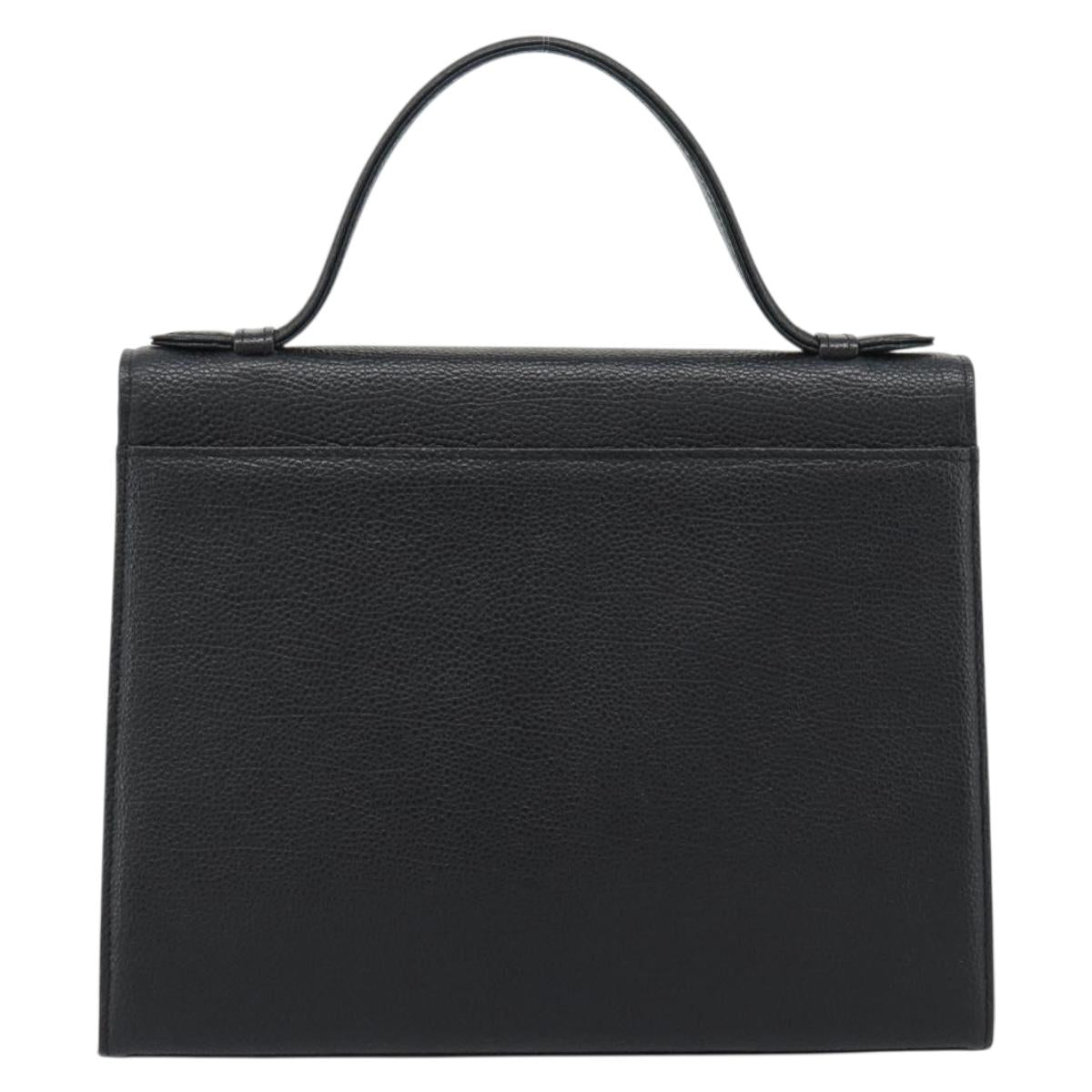SAINT LAURENT Hand Bag Leather Black Gold Auth 186323A