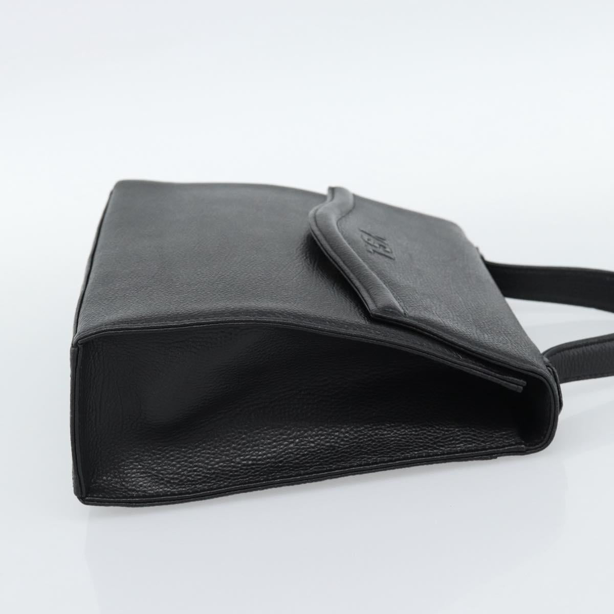 SAINT LAURENT Hand Bag Leather Black Gold Auth 186323A