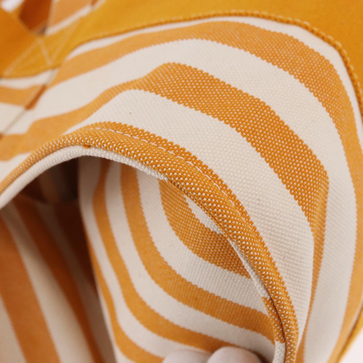 HERMES Cannes PM Hand Bag Canvas Yellow Silver Auth 186325A