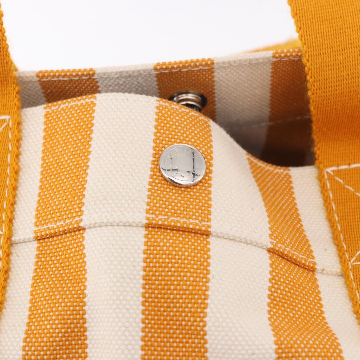 HERMES Cannes PM Hand Bag Canvas Yellow Silver Auth 186325A