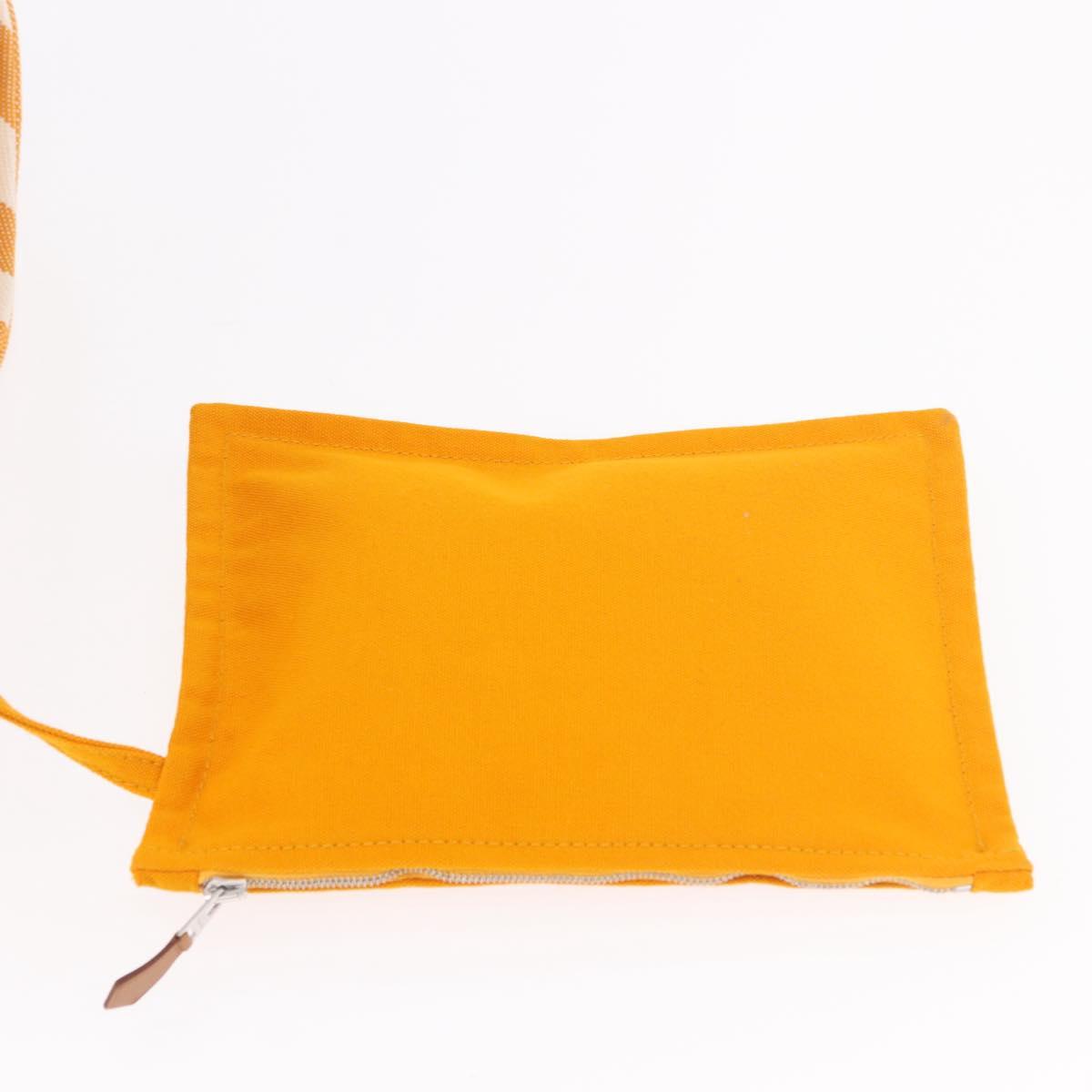 HERMES Cannes PM Hand Bag Canvas Yellow Silver Auth 186325A