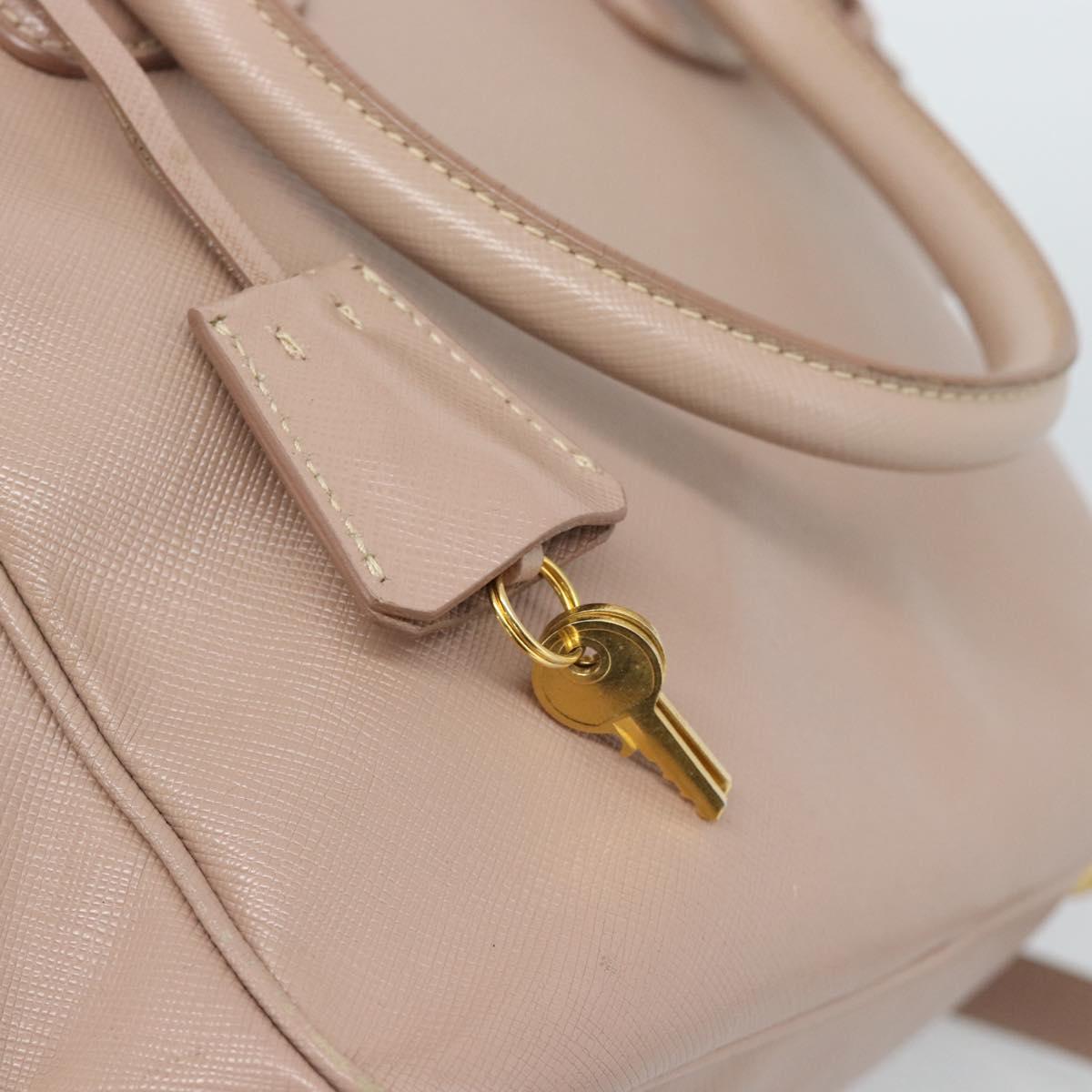 PRADA Hand Bag Saffiano leather 2way Pink Gold Auth 186328A