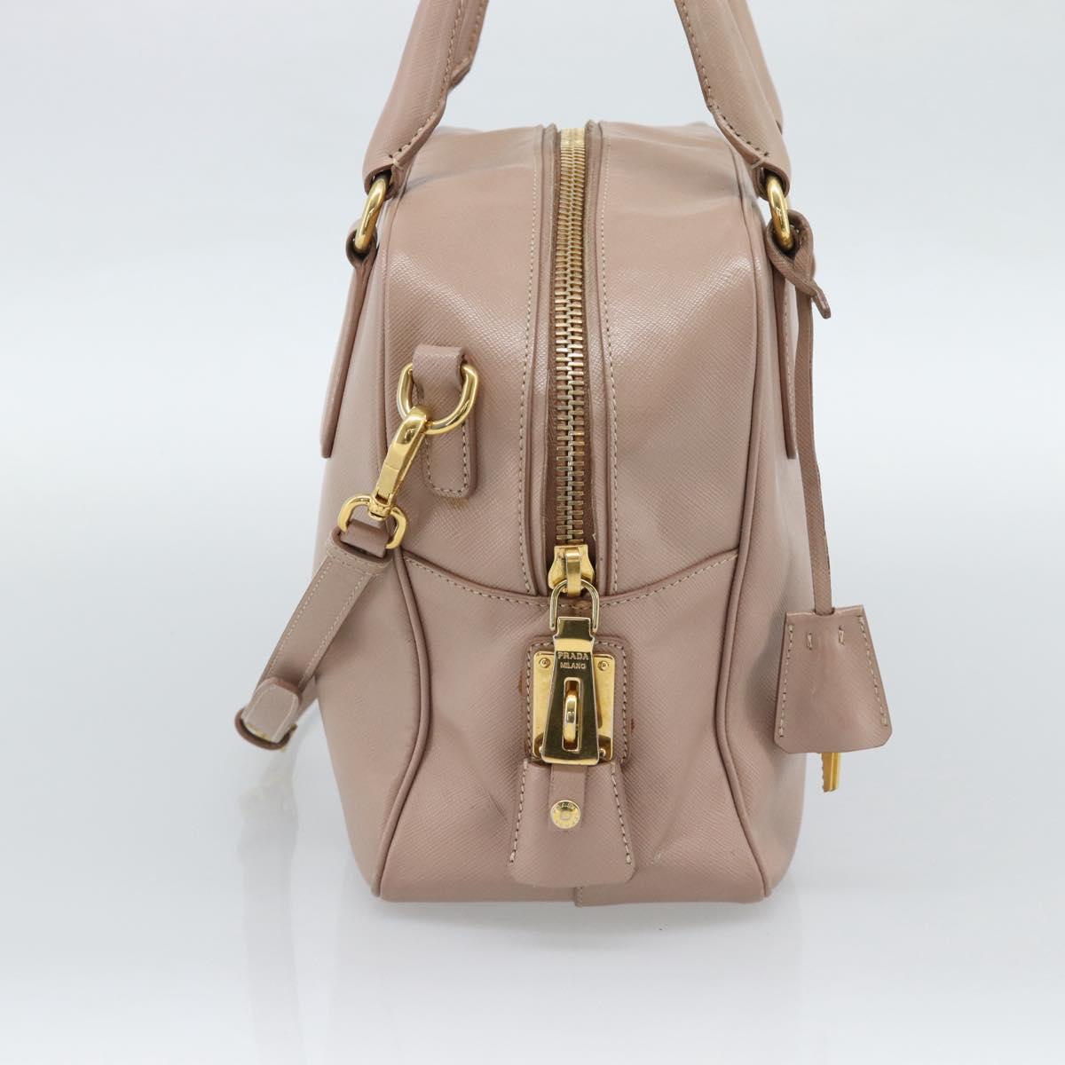PRADA Hand Bag Saffiano leather 2way Pink Gold Auth 186328A