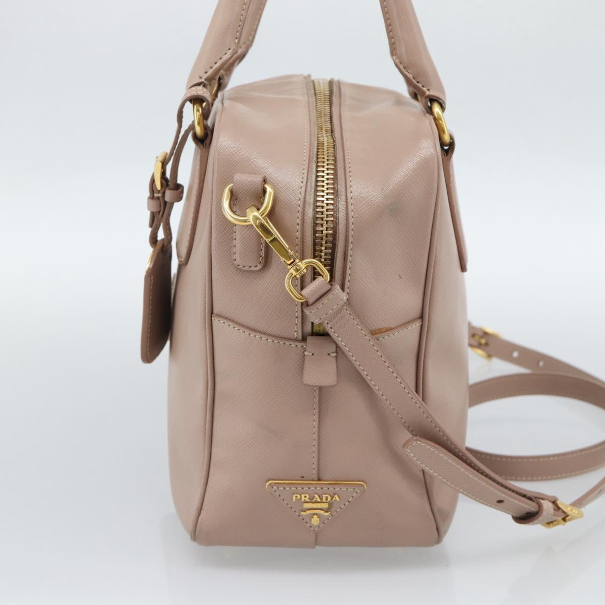 PRADA Hand Bag Saffiano leather 2way Pink Gold Auth 186328A