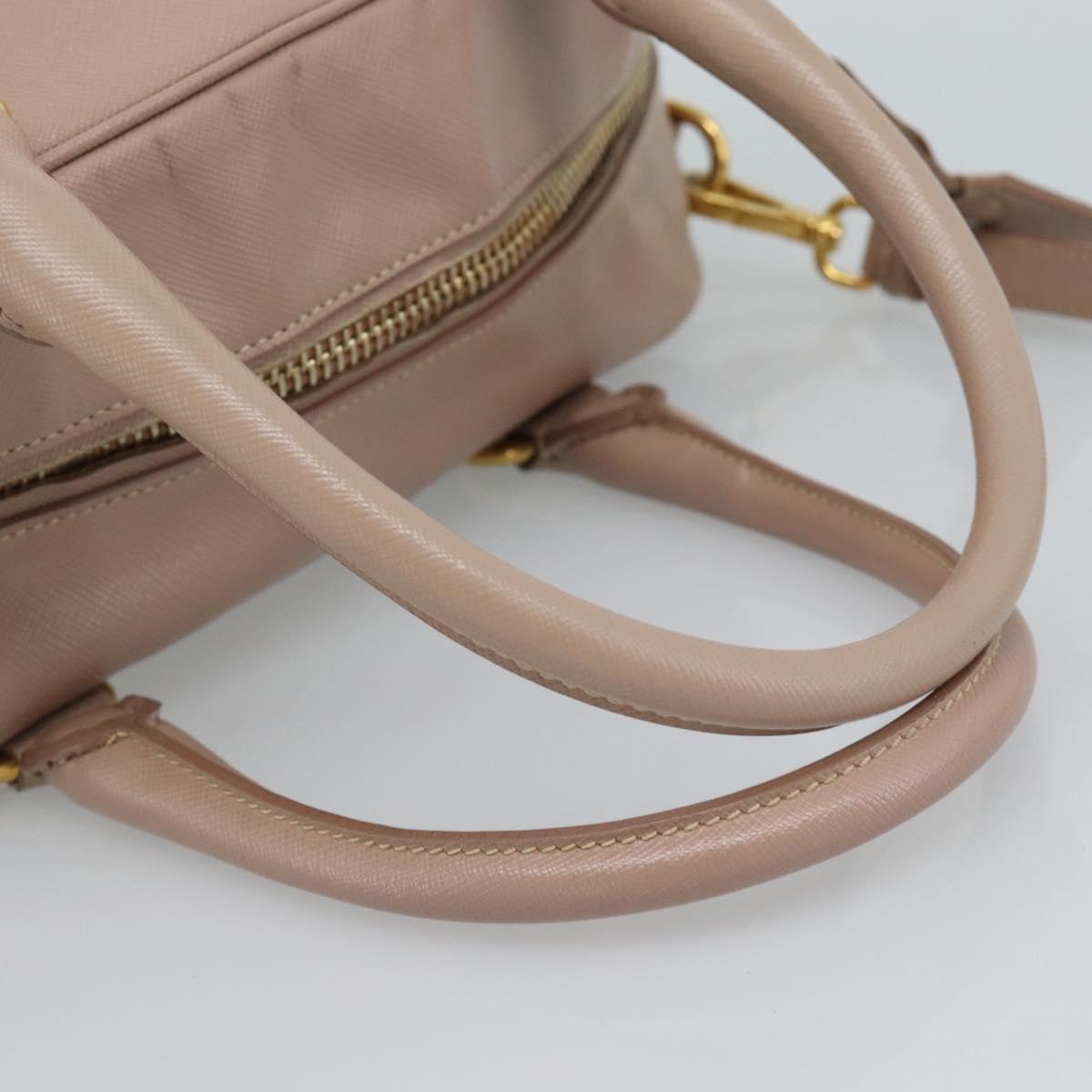 PRADA Hand Bag Saffiano leather 2way Pink Gold Auth 186328A