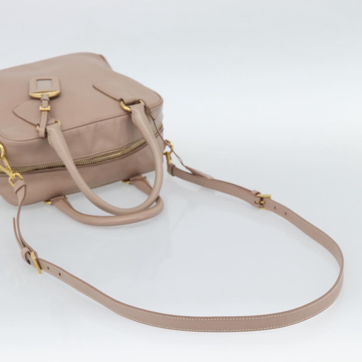 PRADA Hand Bag Saffiano leather 2way Pink Gold Auth 186328A