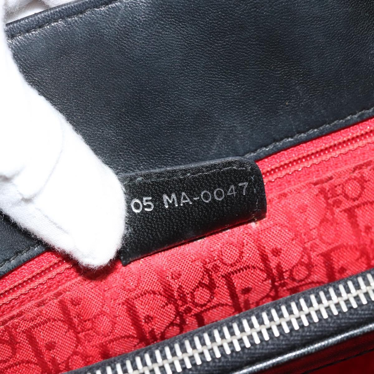 Christian Dior Large Shopper Canage Tote Bag Lamb Skin Black Silver Auth 186330A