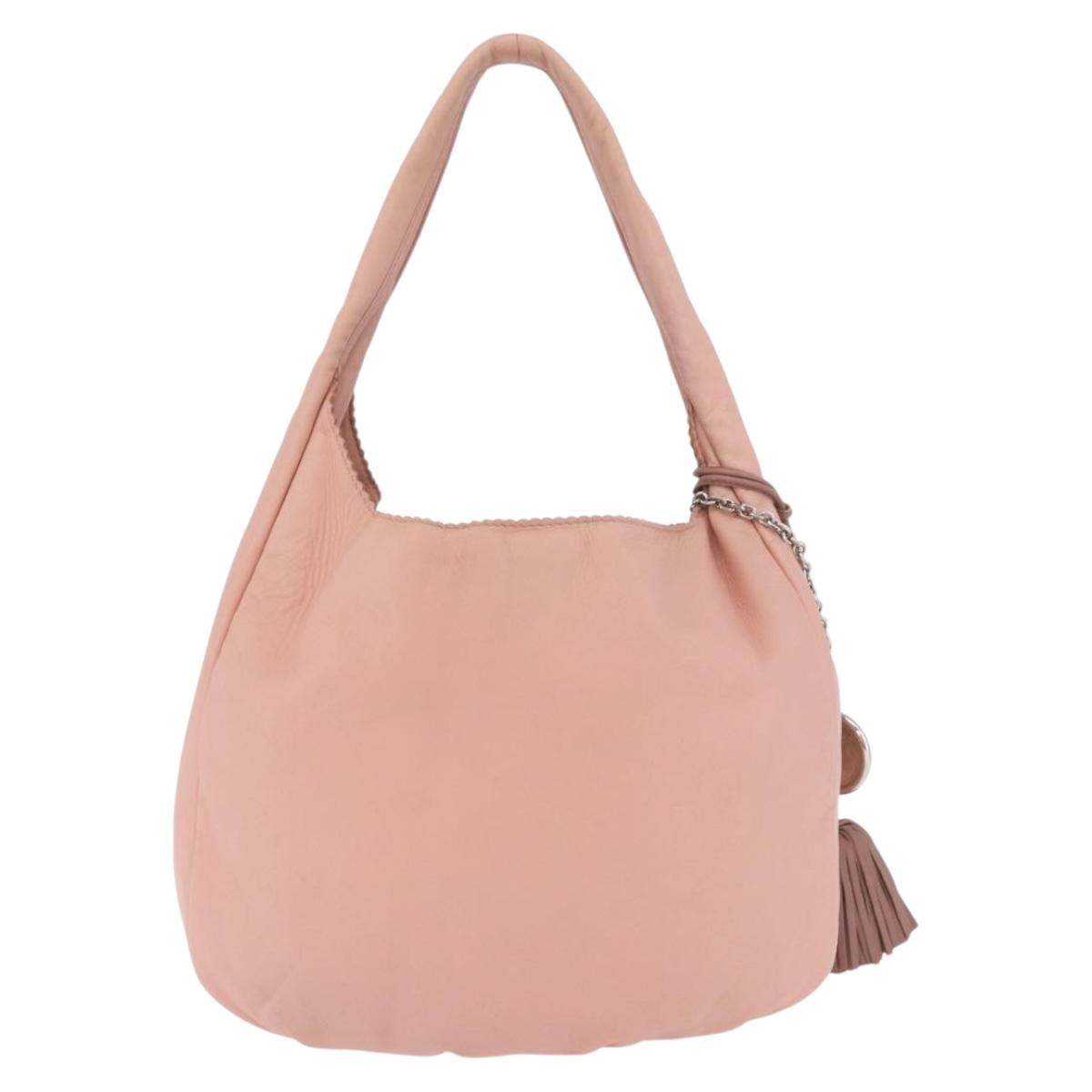 LOEWE Shoulder Bag Leather Pink Silver Auth 186331A
