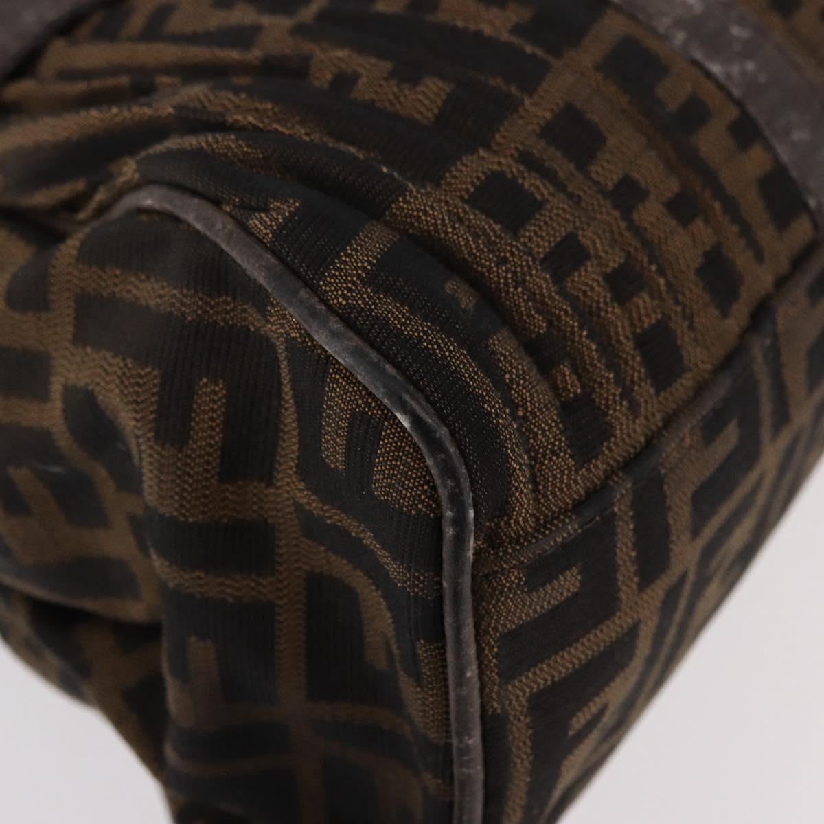 FENDI Zucca Canvas Hand Bag Black Brown Auth 186332