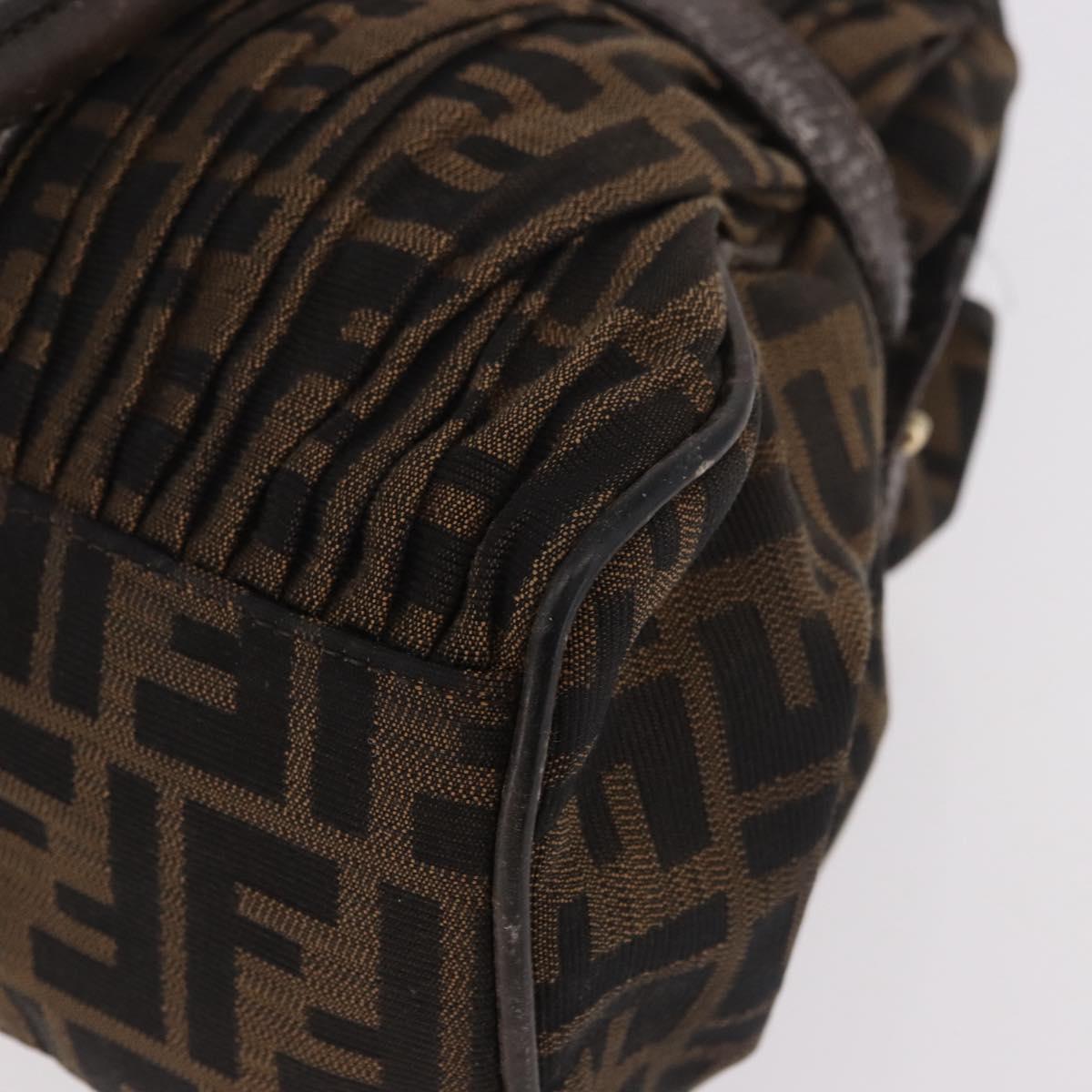 FENDI Zucca Canvas Hand Bag Black Brown Auth 186332