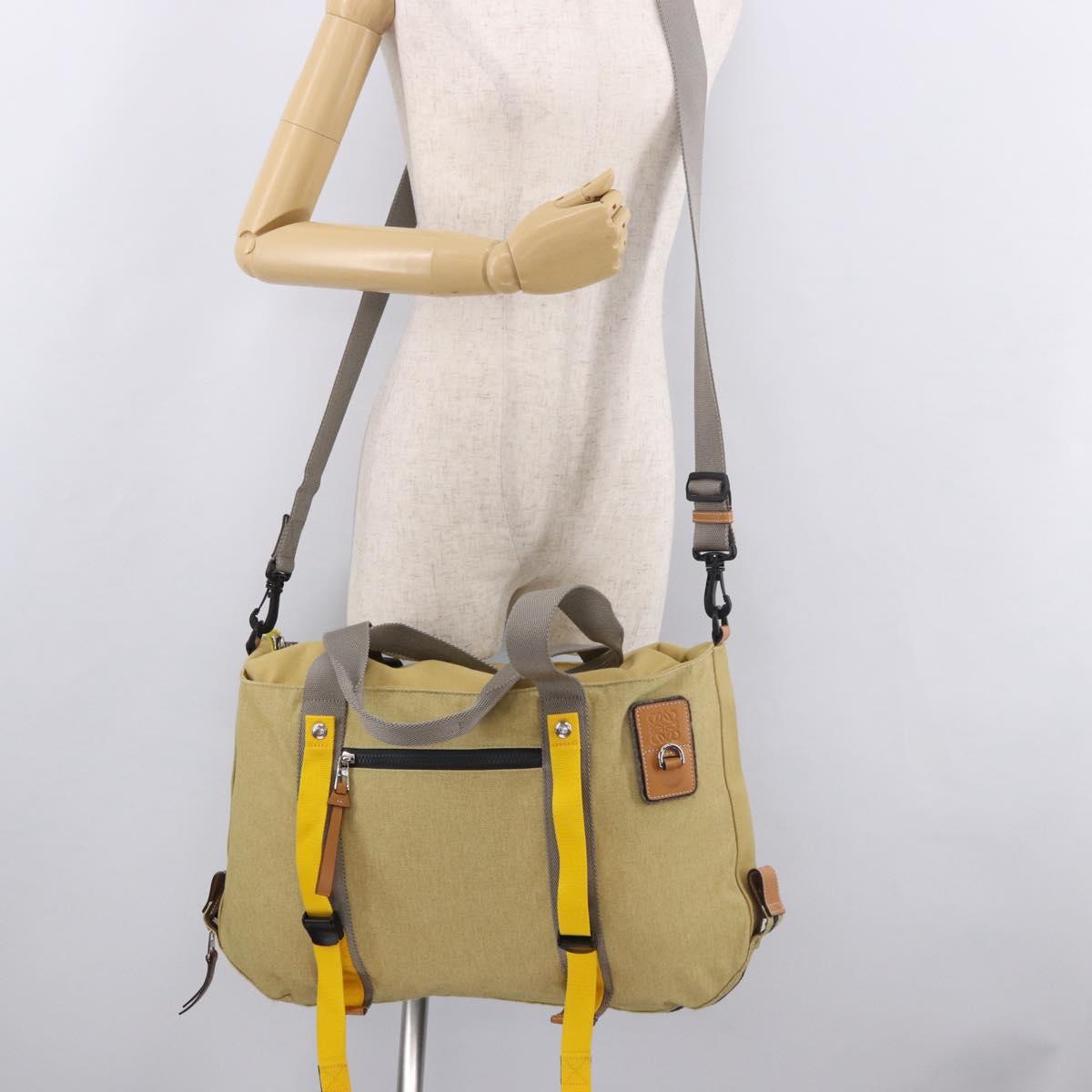LOEWE Loewe Nature Tote Bag Canvas 2way Beige Silver Auth 186333A