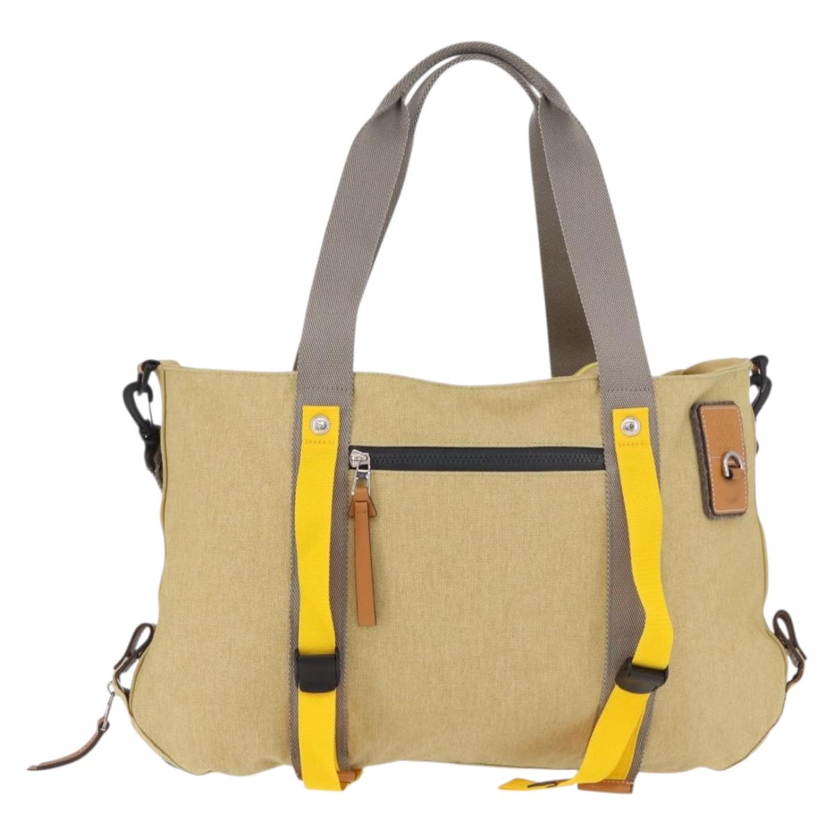 LOEWE Loewe Nature Tote Bag Canvas 2way Beige Silver Auth 186333A