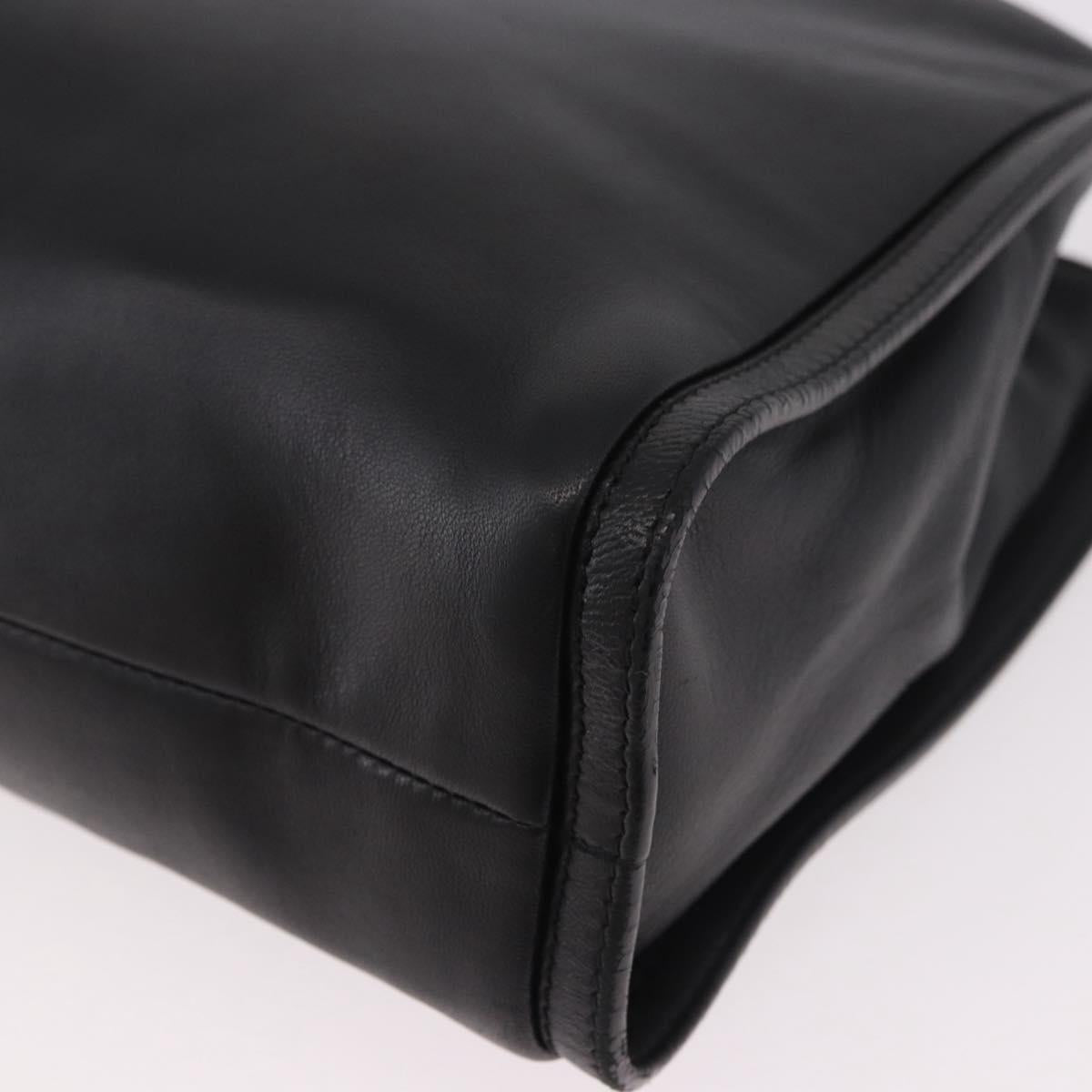 LOEWE Shoulder Bag Leather Black Gold Auth 186334A