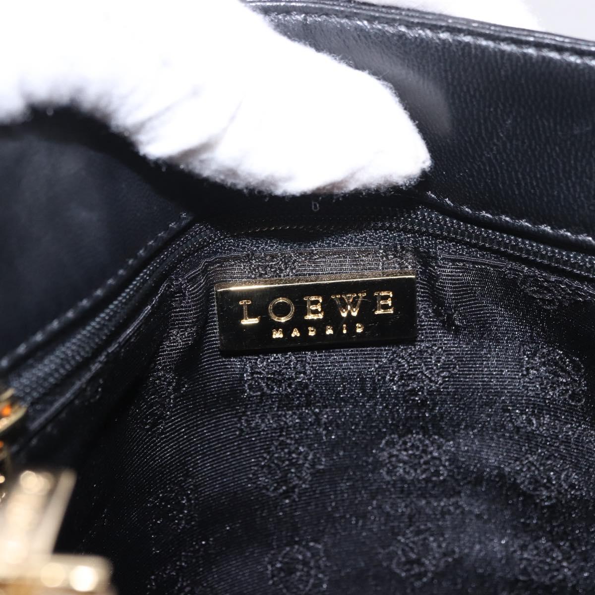 LOEWE Shoulder Bag Leather Black Gold Auth 186334A