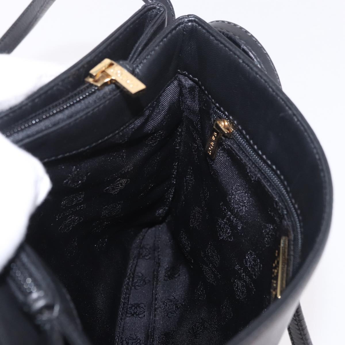 LOEWE Shoulder Bag Leather Black Gold Auth 186334A