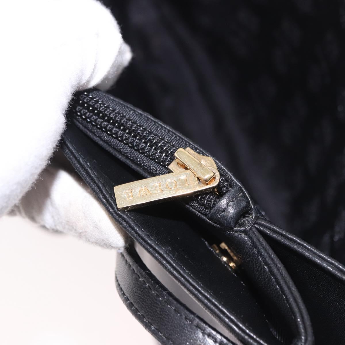 LOEWE Shoulder Bag Leather Black Gold Auth 186334A