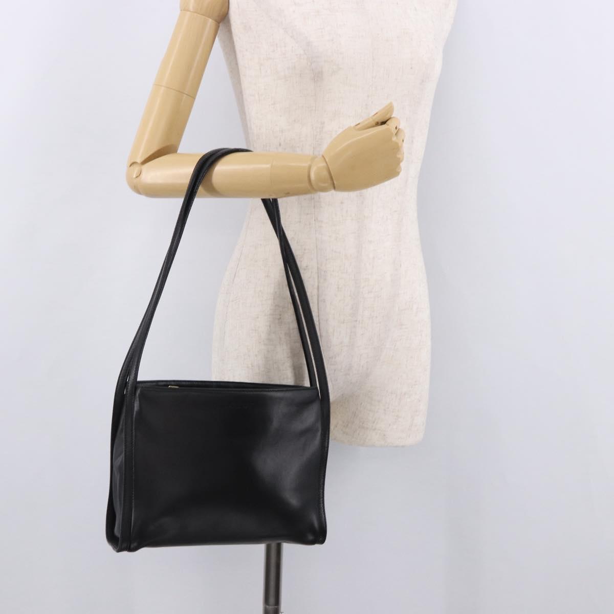 LOEWE Shoulder Bag Leather Black Gold Auth 186334A