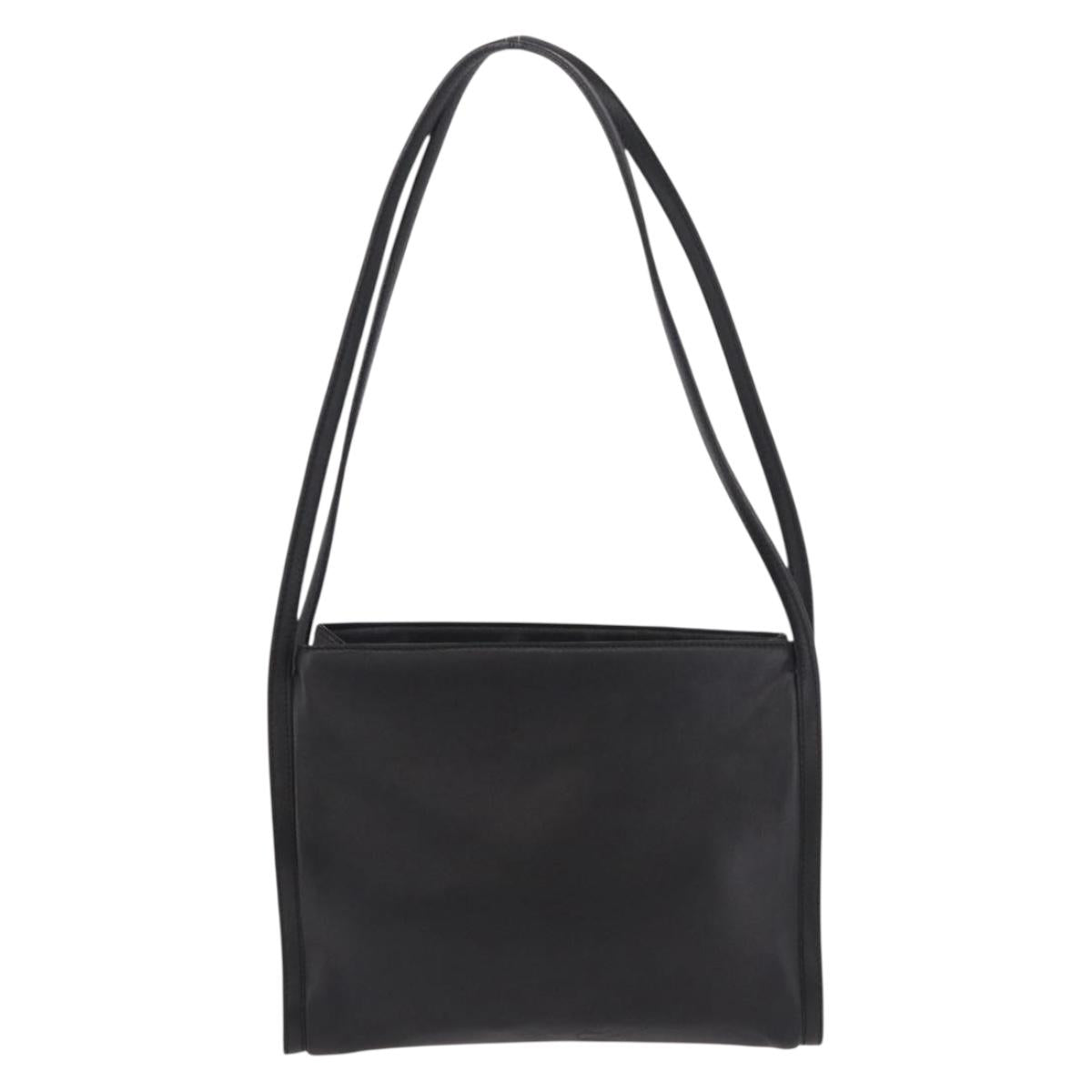 LOEWE Shoulder Bag Leather Black Gold Auth 186334A