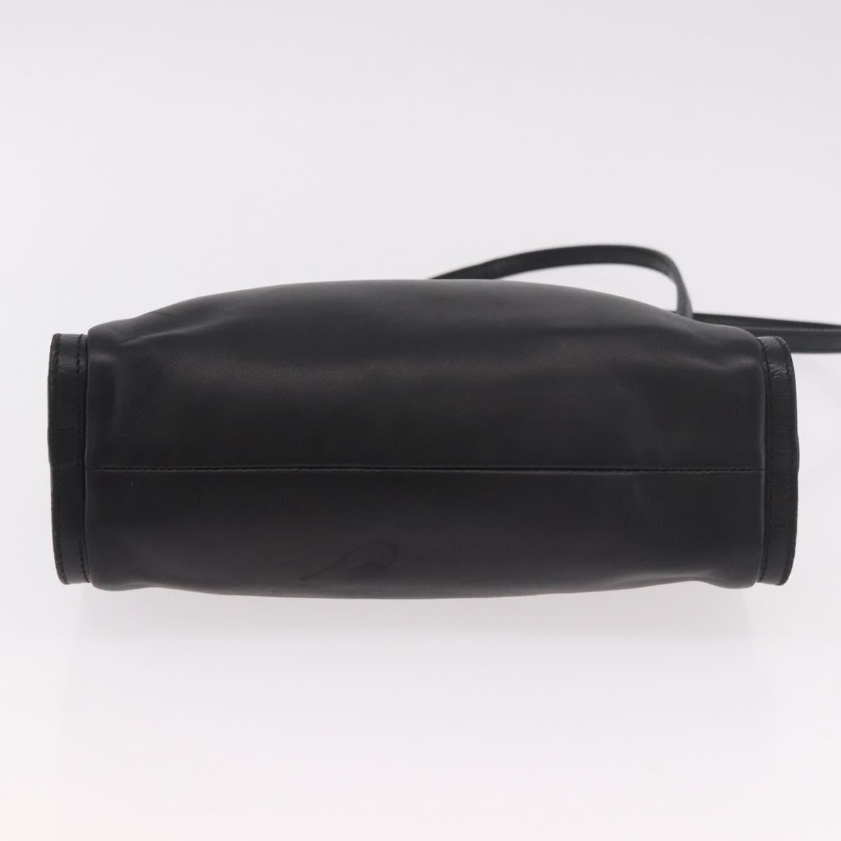 LOEWE Shoulder Bag Leather Black Gold Auth 186334A