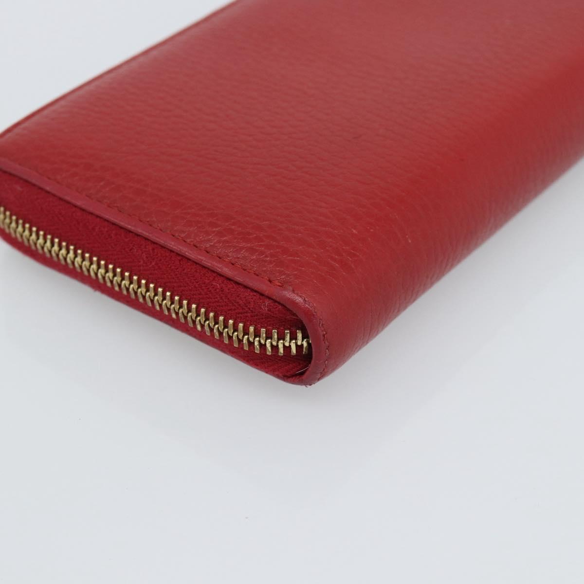 GUCCI GG Marmont Long Wallet Leather Red Gold 456117 Auth 186348A
