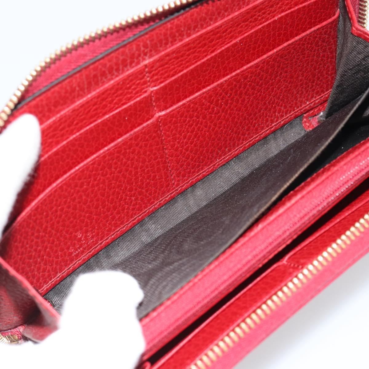 GUCCI GG Marmont Long Wallet Leather Red Gold 456117 Auth 186348A
