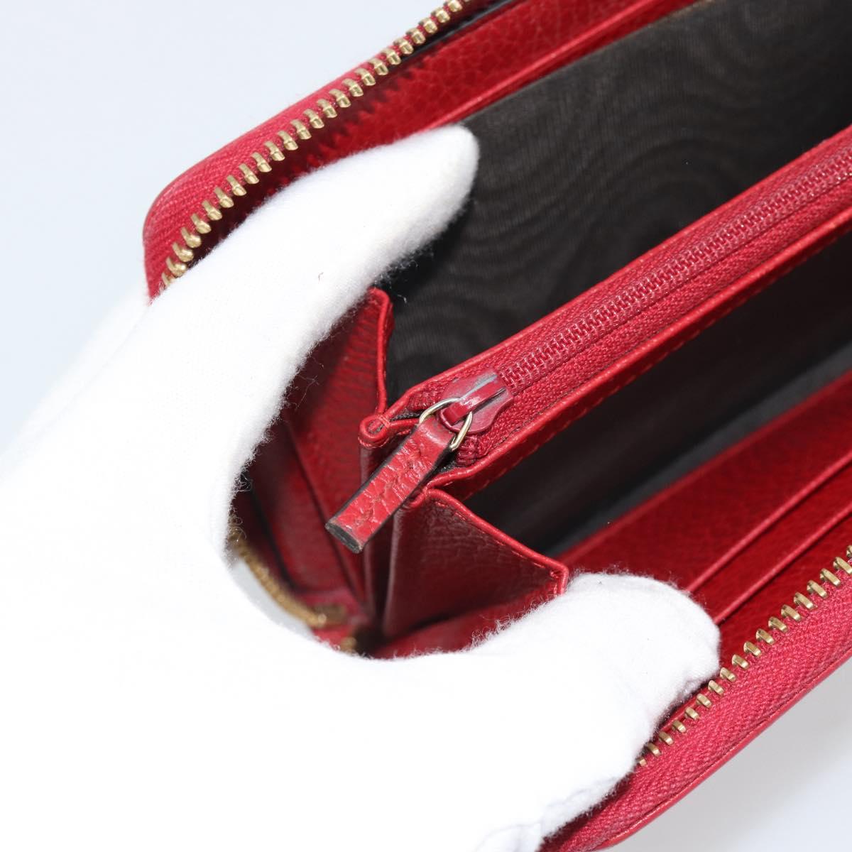 GUCCI GG Marmont Long Wallet Leather Red Gold 456117 Auth 186348A