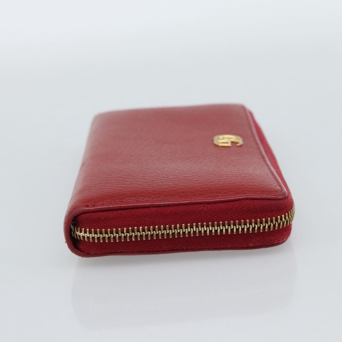 GUCCI GG Marmont Long Wallet Leather Red Gold 456117 Auth 186348A